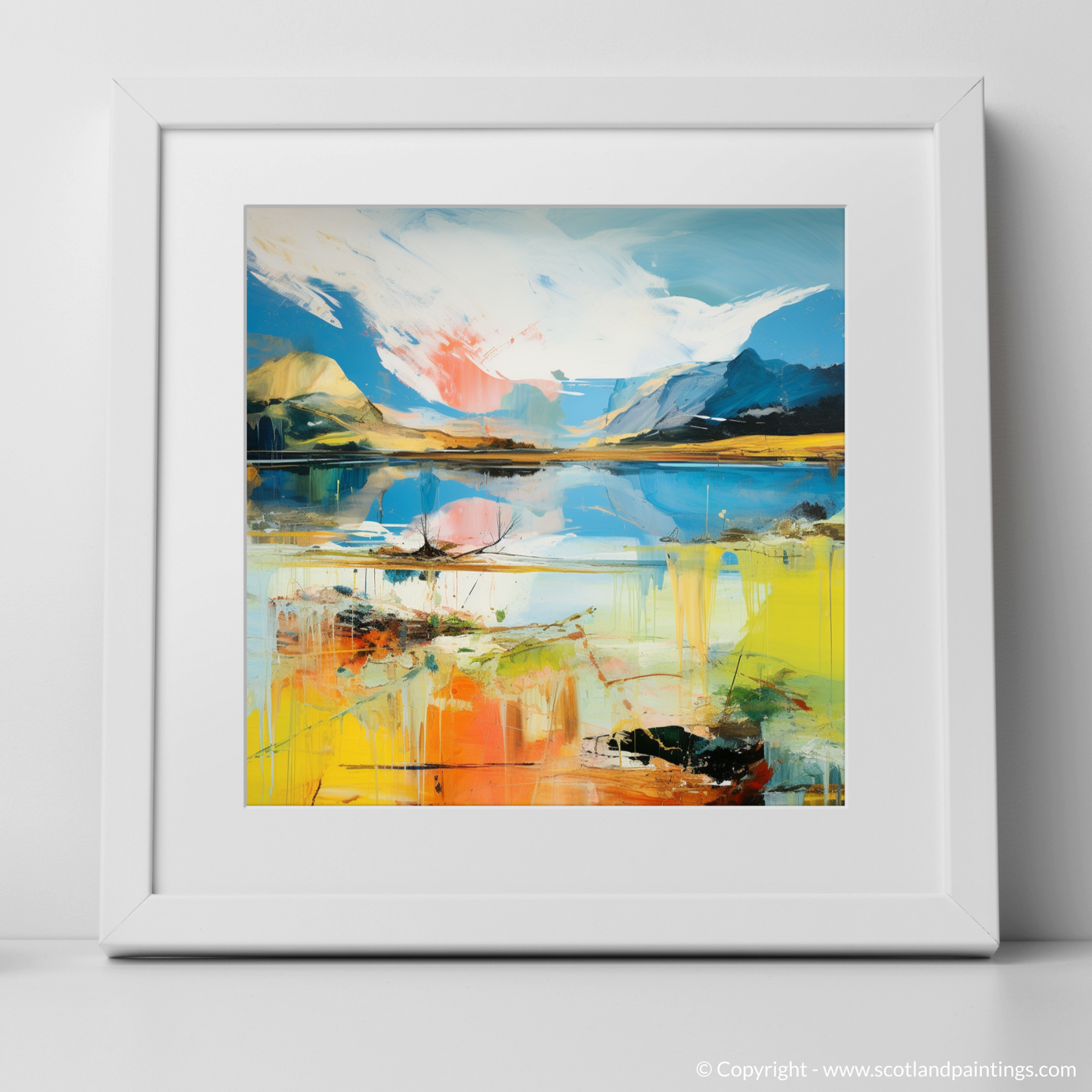 Art Print of Loch Awe, Argyll and Bute in summer with a white frame