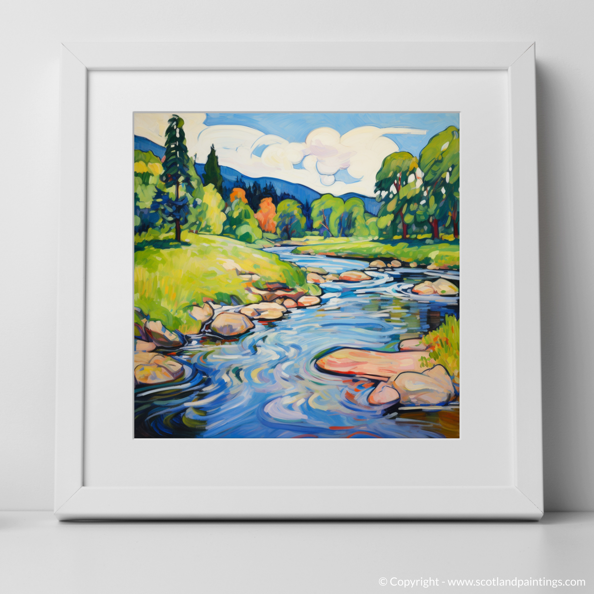 Art Print of River Isla, Perthshire in summer with a white frame