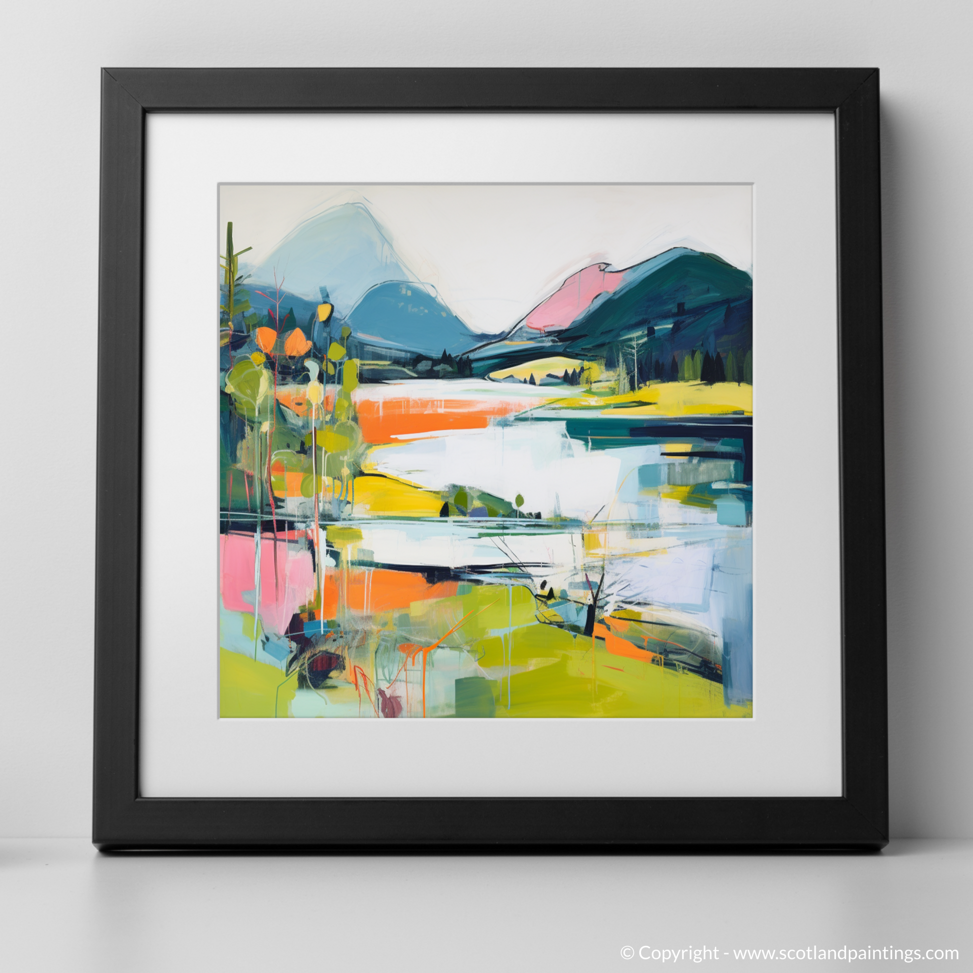 Art Print of Loch Lochy, Highlands in summer with a black frame