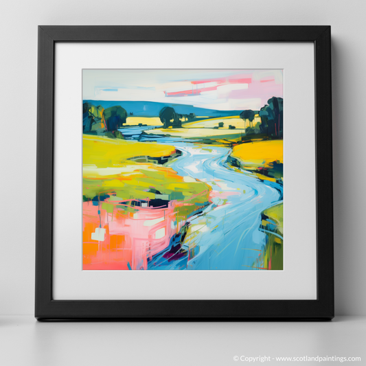 Painting and Art Print of River Nith, Dumfries and Galloway in summer. Summer Splendour of River Nith: A Modern Scottish Panorama.