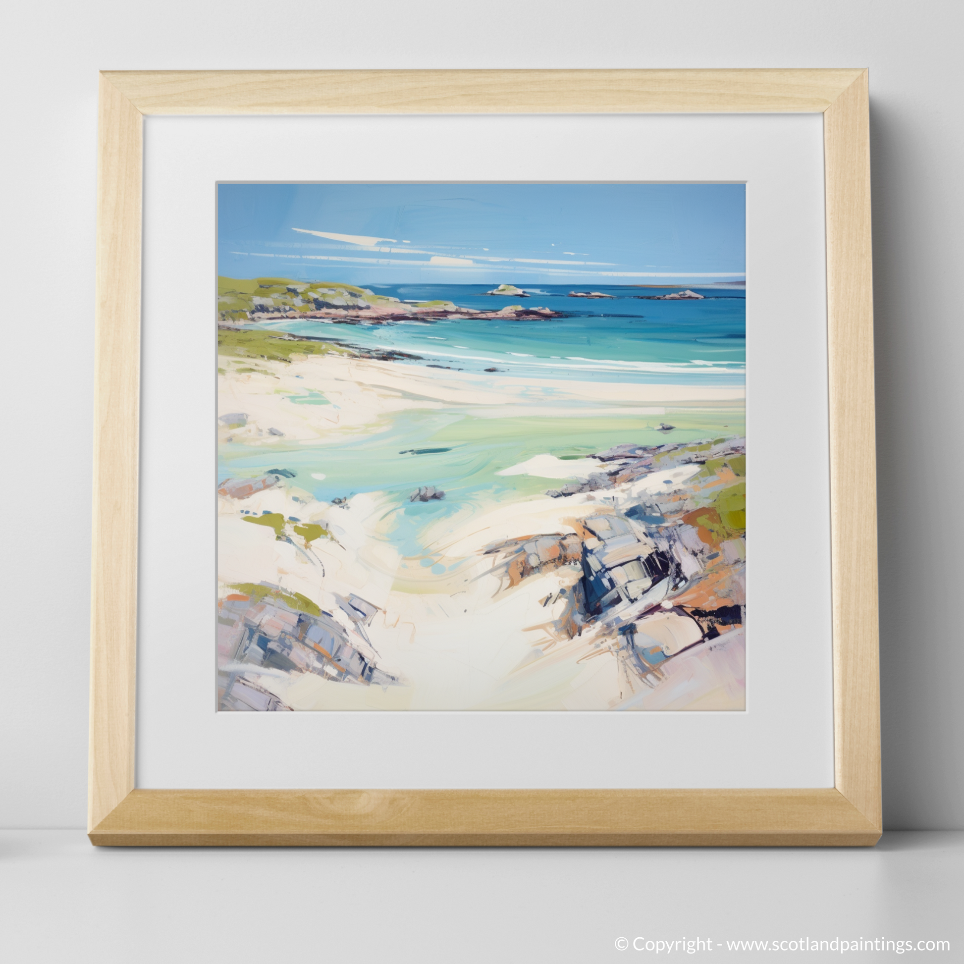 Art Print of Achmelvich Beach, Sutherland in summer with a natural frame