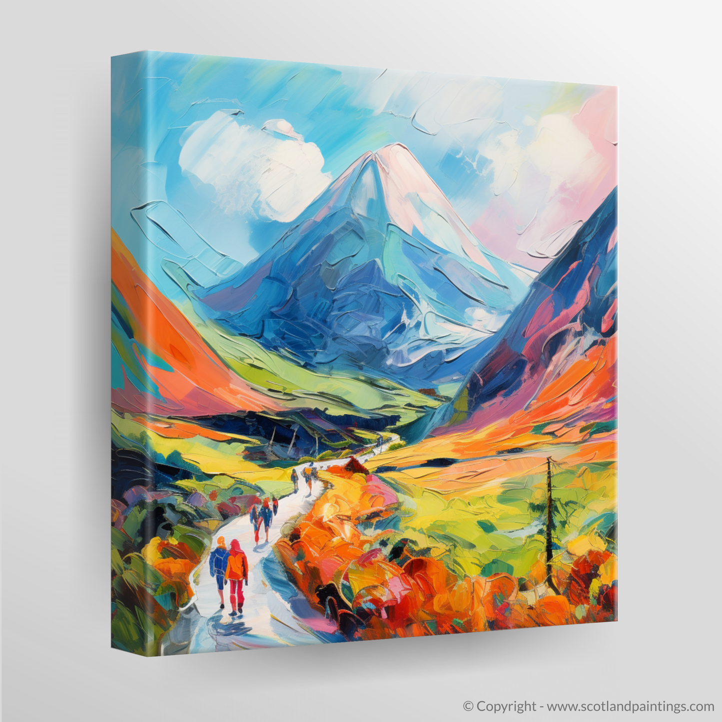 Canvas Print of Walkers in Glencoe during summer