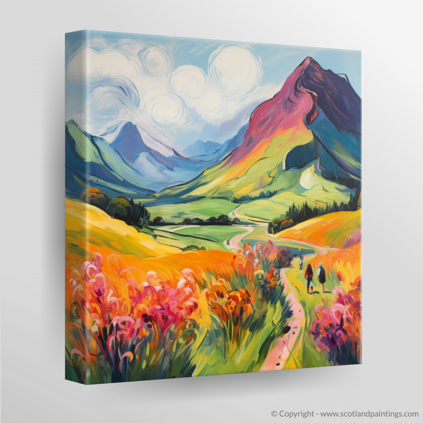 Canvas Print of Walkers in Glencoe during summer