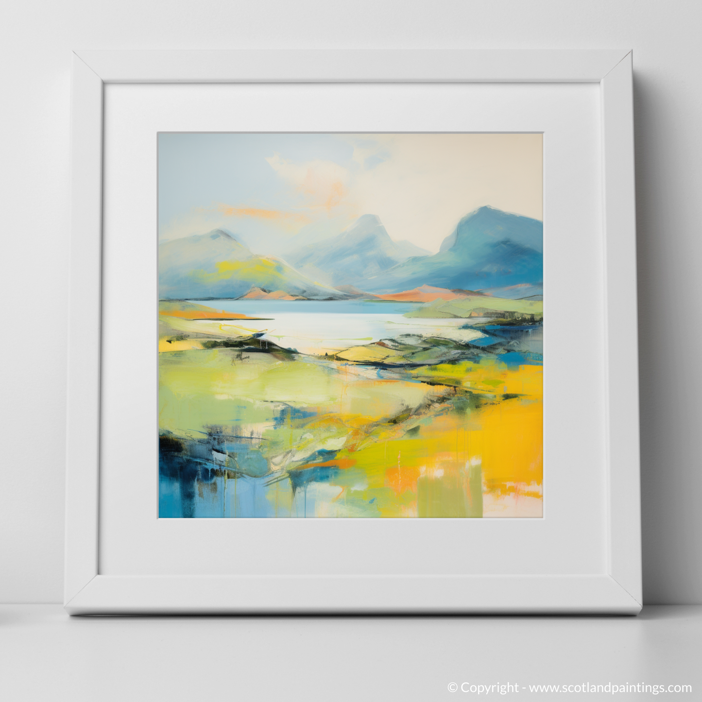 Art Print of Isle of Raasay, Inner Hebrides in summer with a white frame