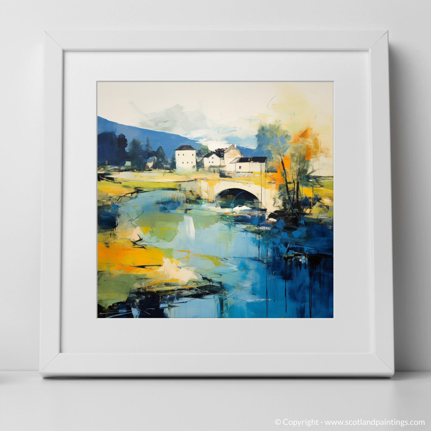 Art Print of River Almond, Edinburgh in summer with a white frame