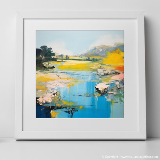 Art Print of River Almond, Edinburgh in summer with a white frame