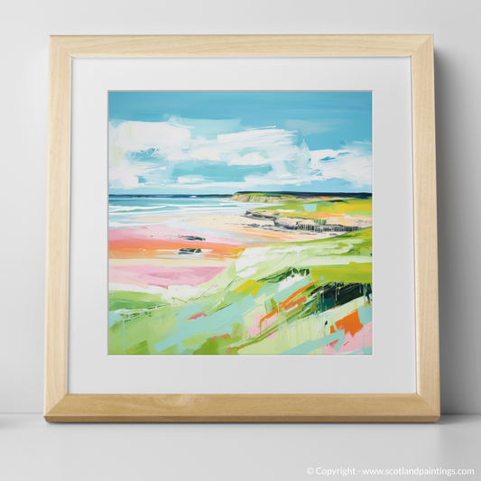 Art Print of Lunan Bay, Angus in summer with a natural frame