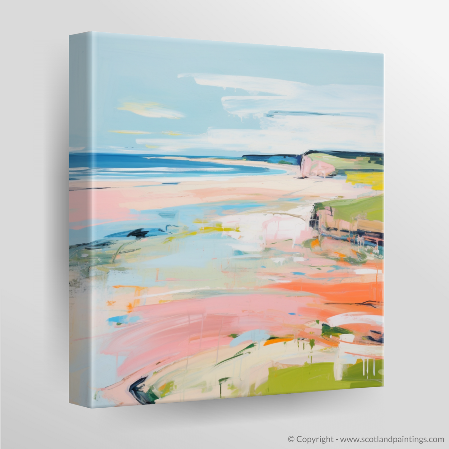 Painting and Art Print of Lunan Bay, Angus in summer. Lunan Bay Summer Symphony.