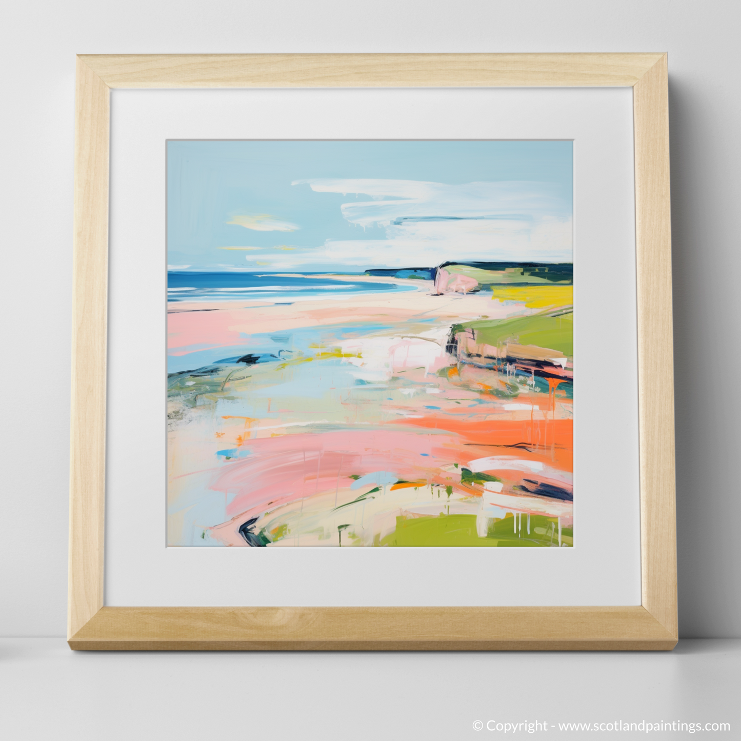 Painting and Art Print of Lunan Bay, Angus in summer. Lunan Bay Summer Symphony.