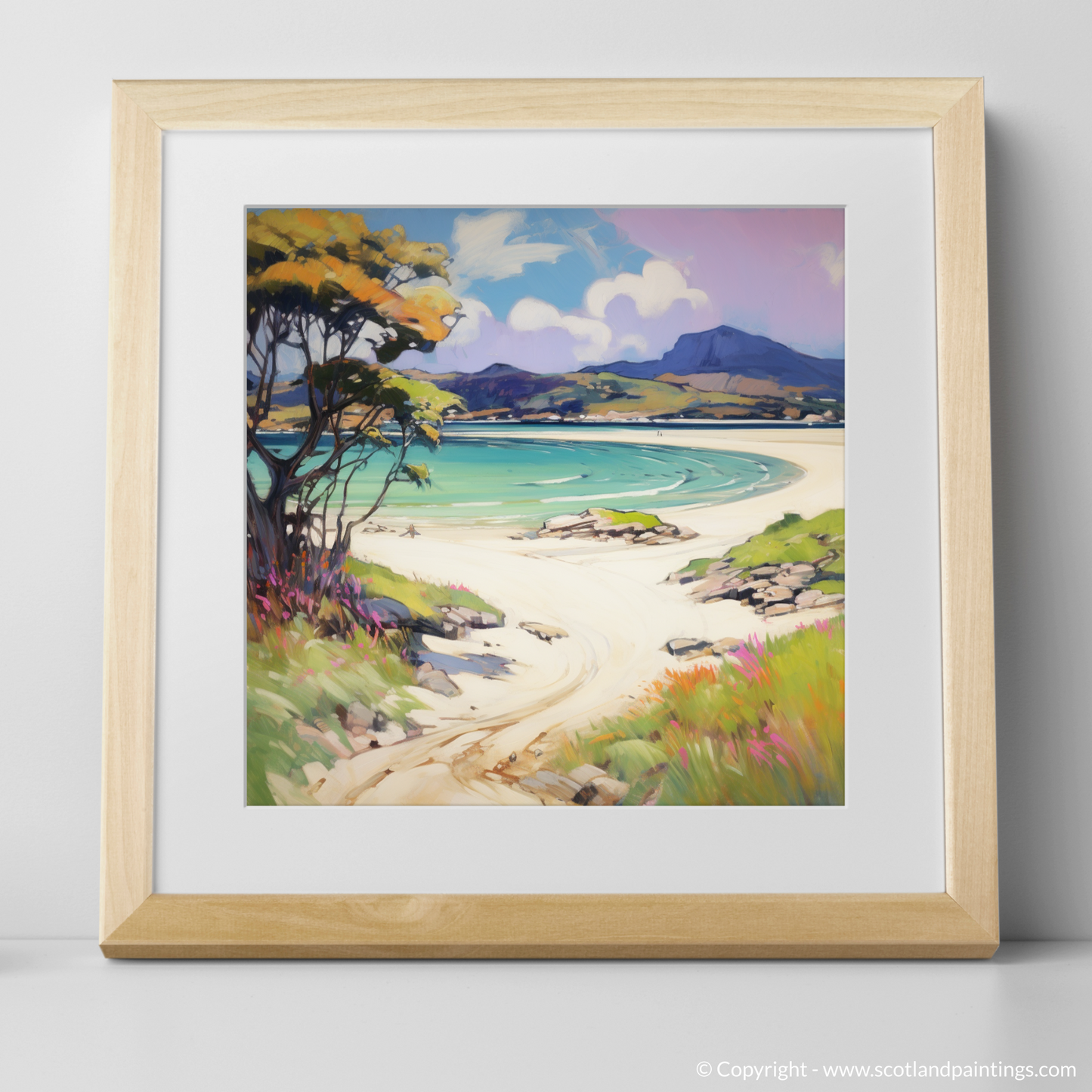 Art Print of Silver Sands of Morar in summer with a natural frame