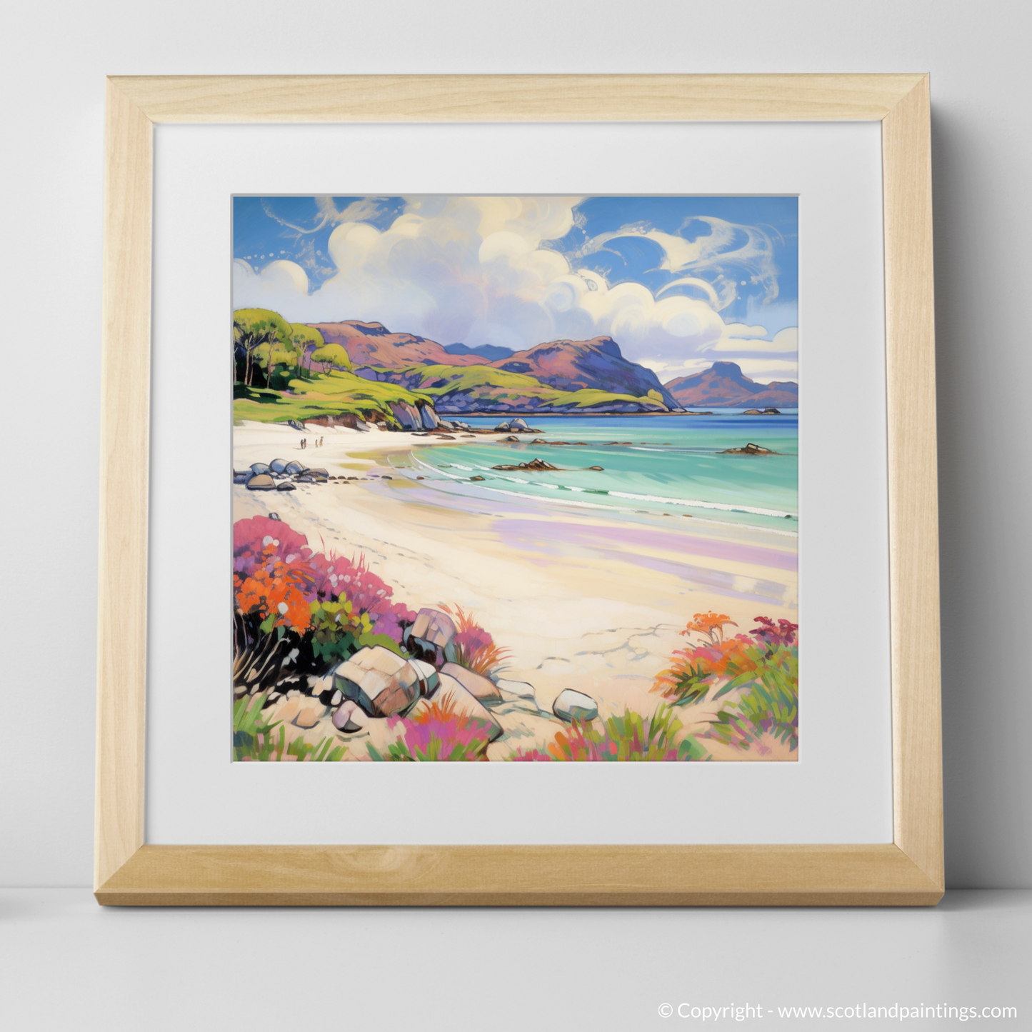 Art Print of Silver Sands of Morar in summer with a natural frame