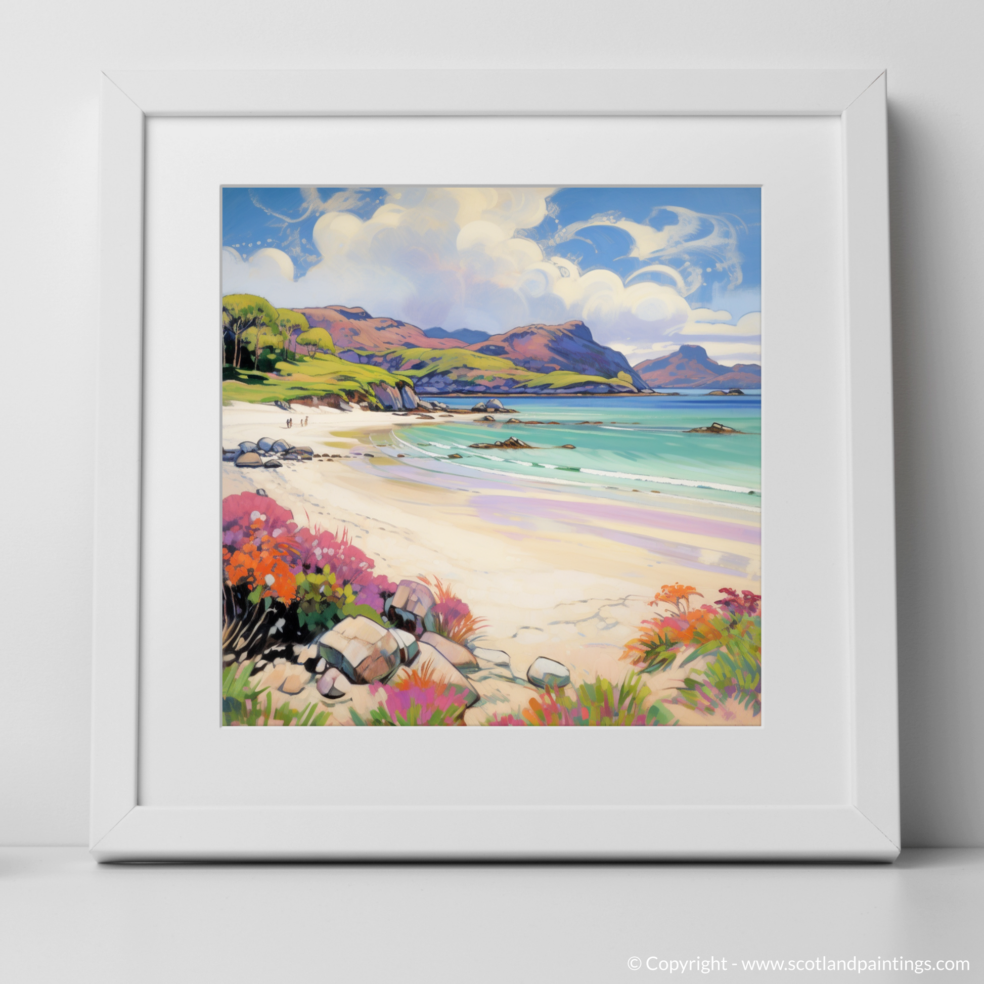 Art Print of Silver Sands of Morar in summer with a white frame