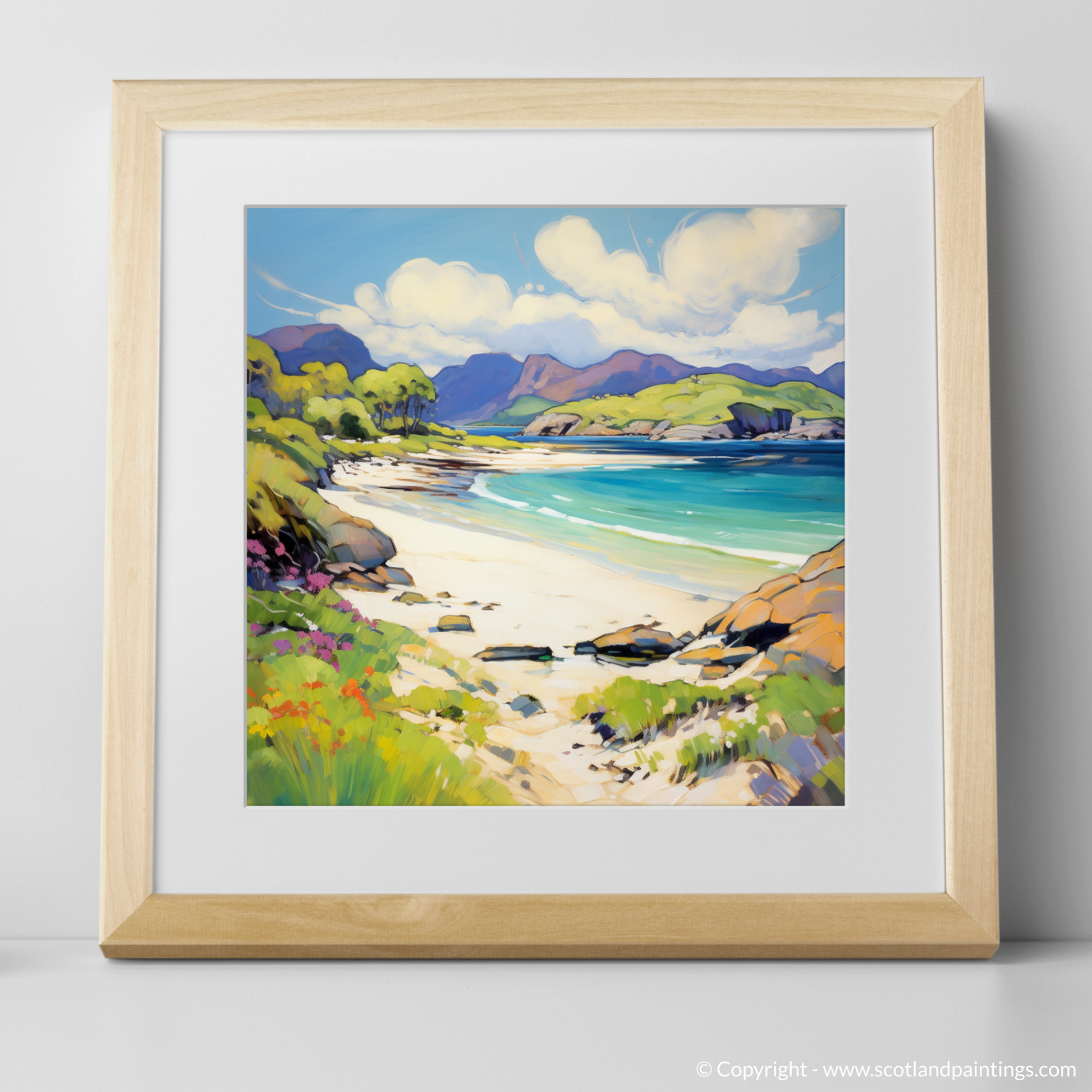 Art Print of Silver Sands of Morar in summer with a natural frame