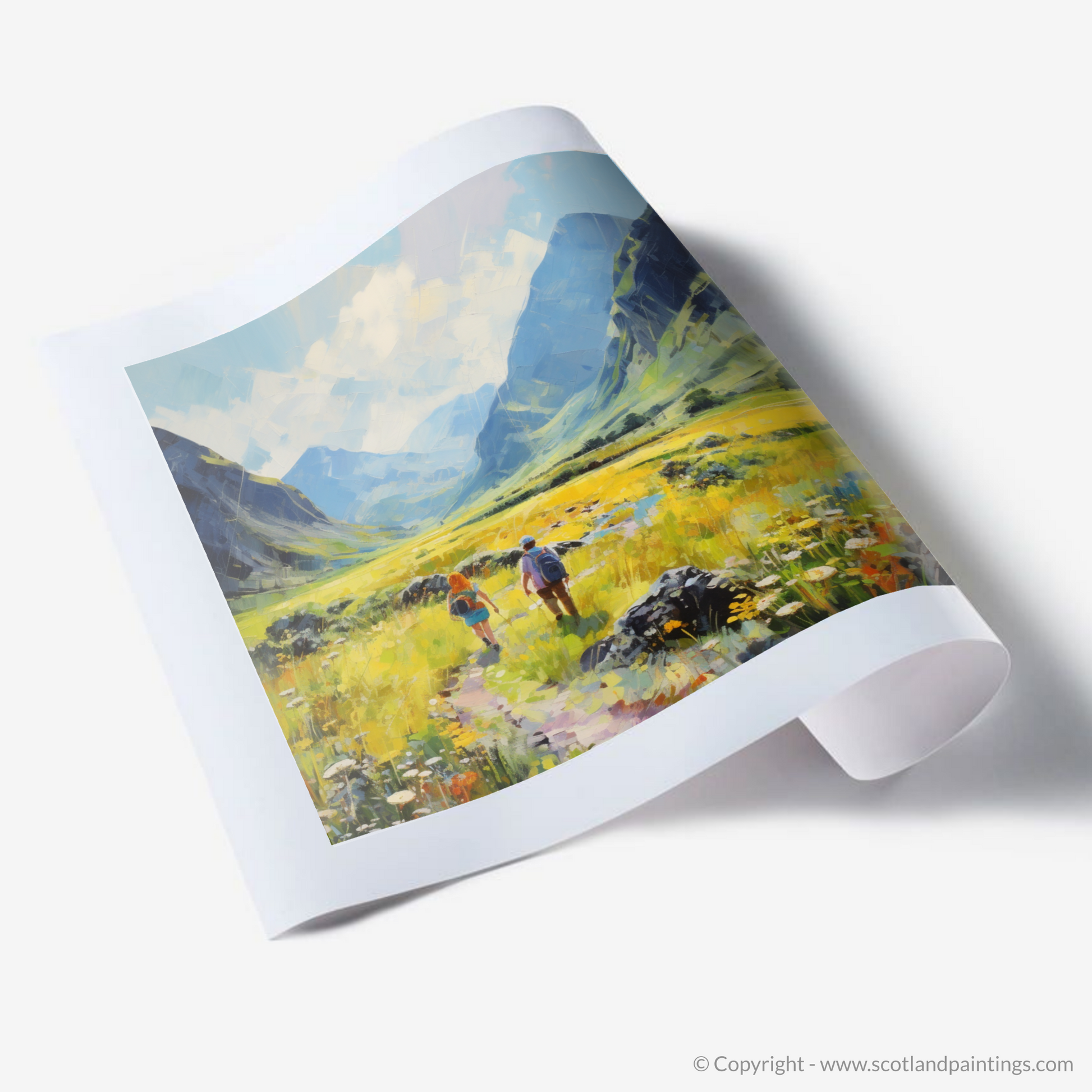 Art Print of Walkers in Glencoe during summer