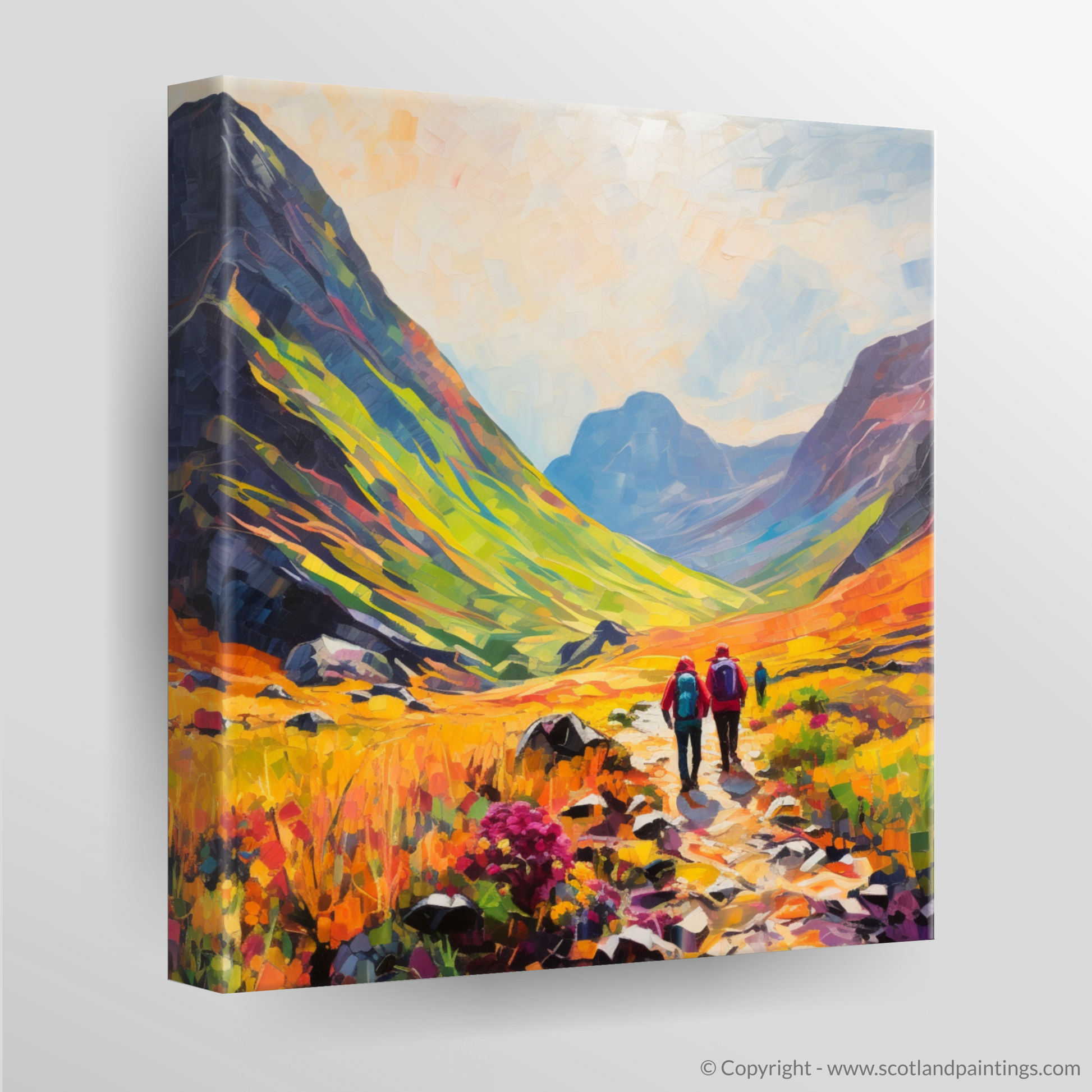 Canvas Print of Walkers in Glencoe during summer