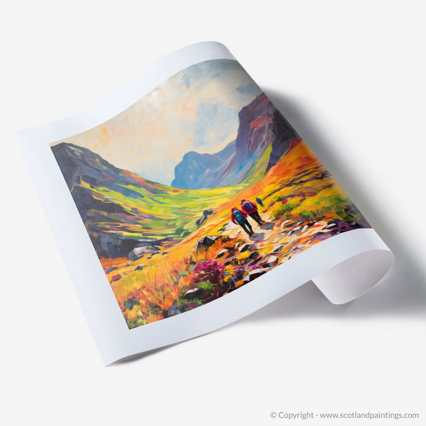 Art Print of Walkers in Glencoe during summer