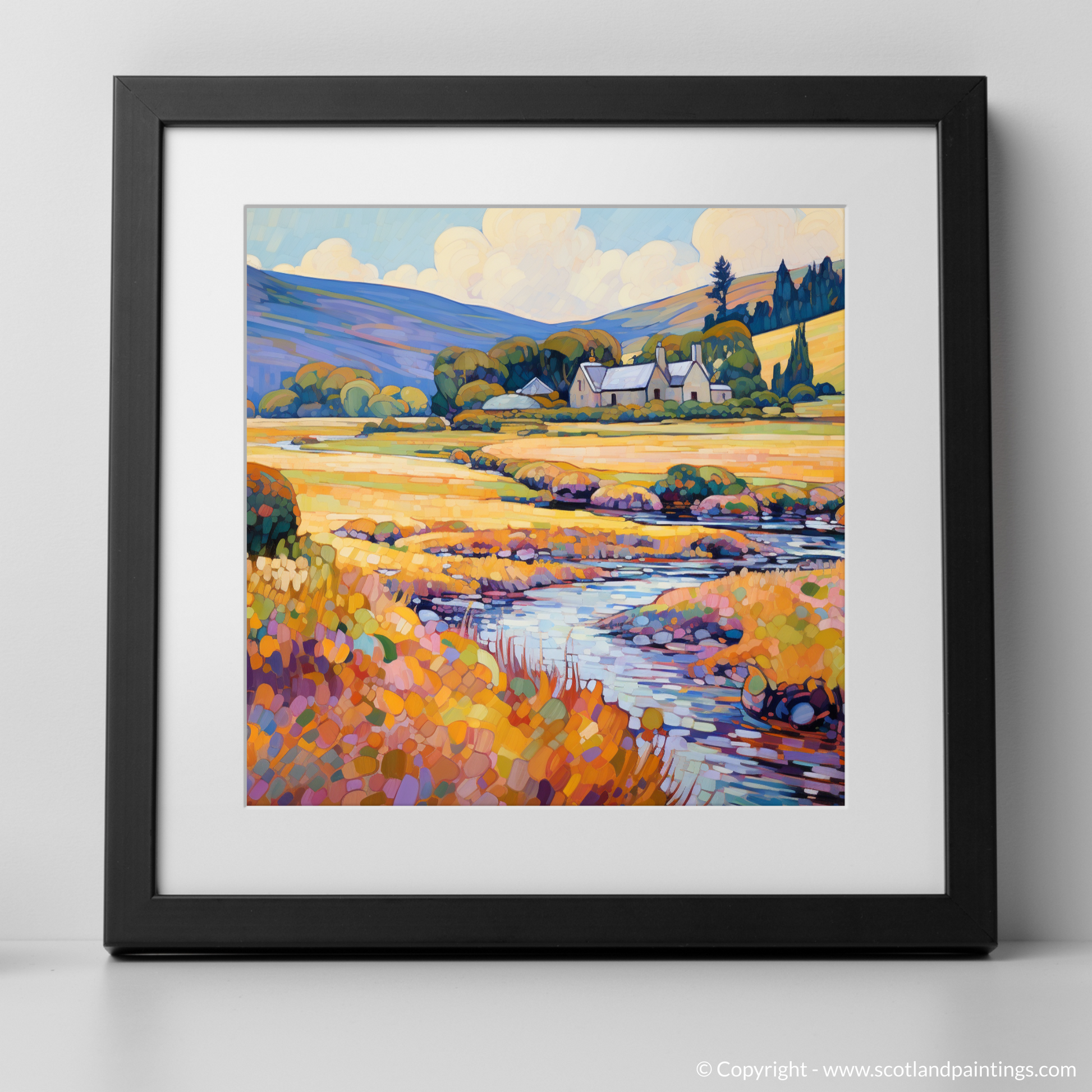 Art Print of Glenlivet, Moray in summer with a black frame