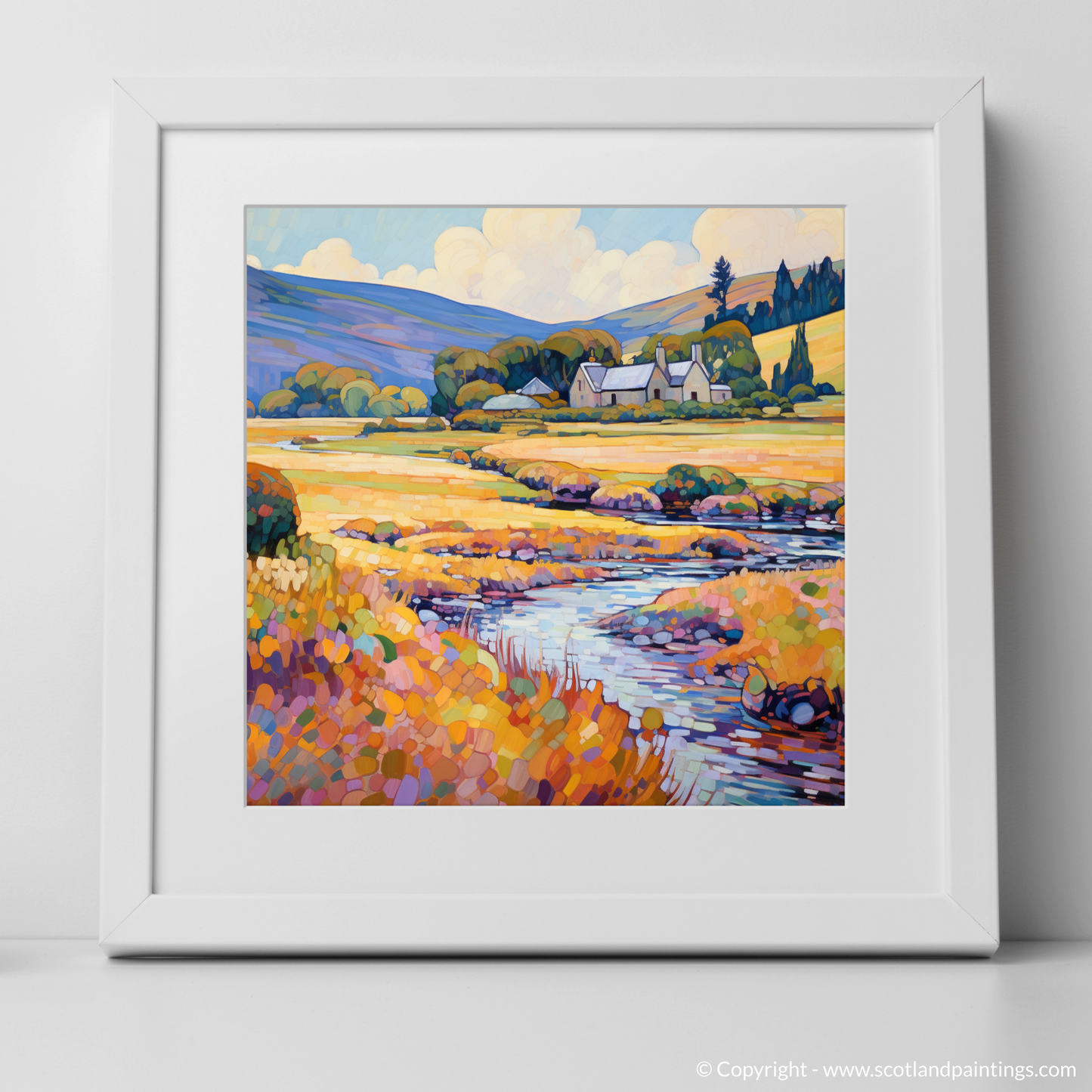 Art Print of Glenlivet, Moray in summer with a white frame