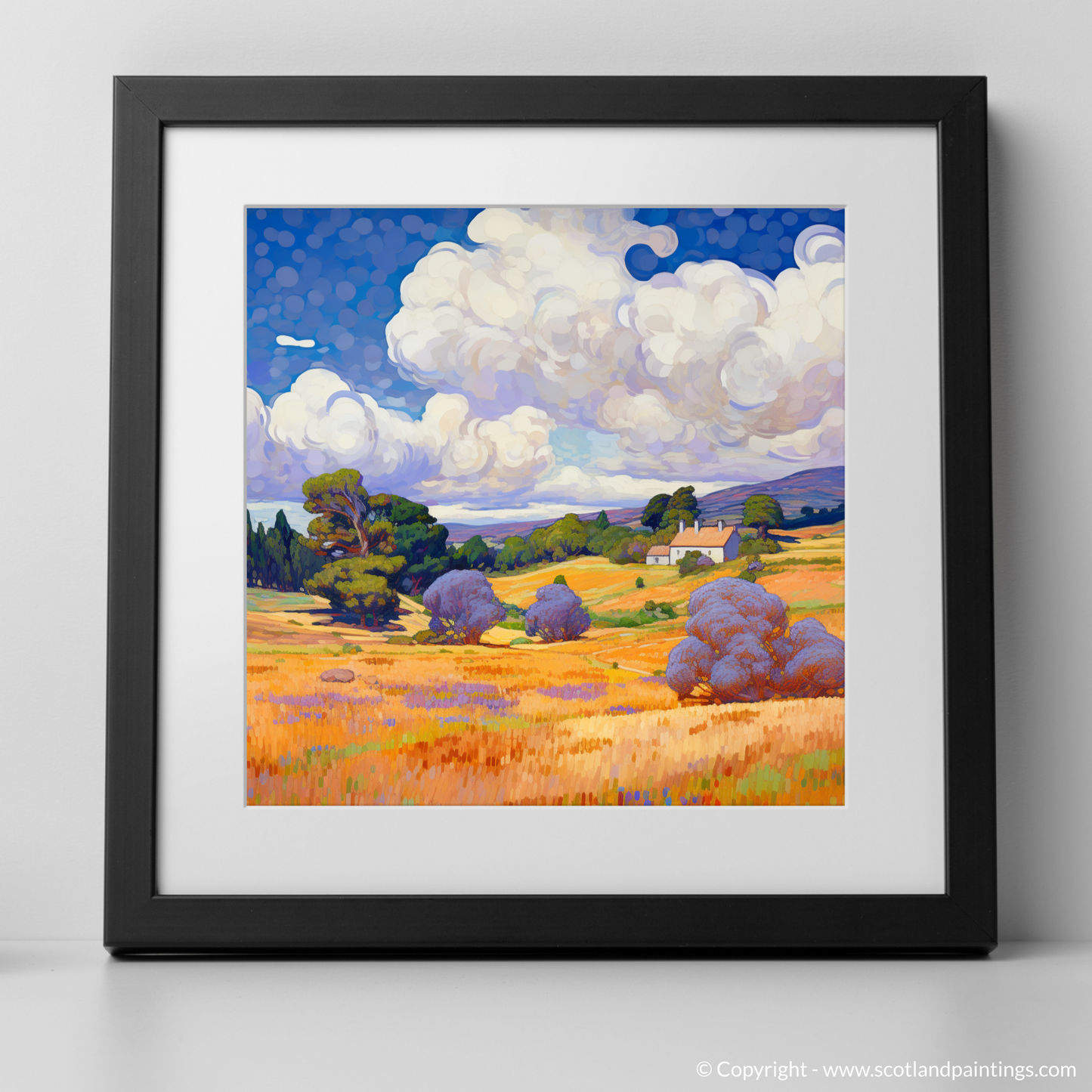 Art Print of Glenlivet, Moray in summer with a black frame