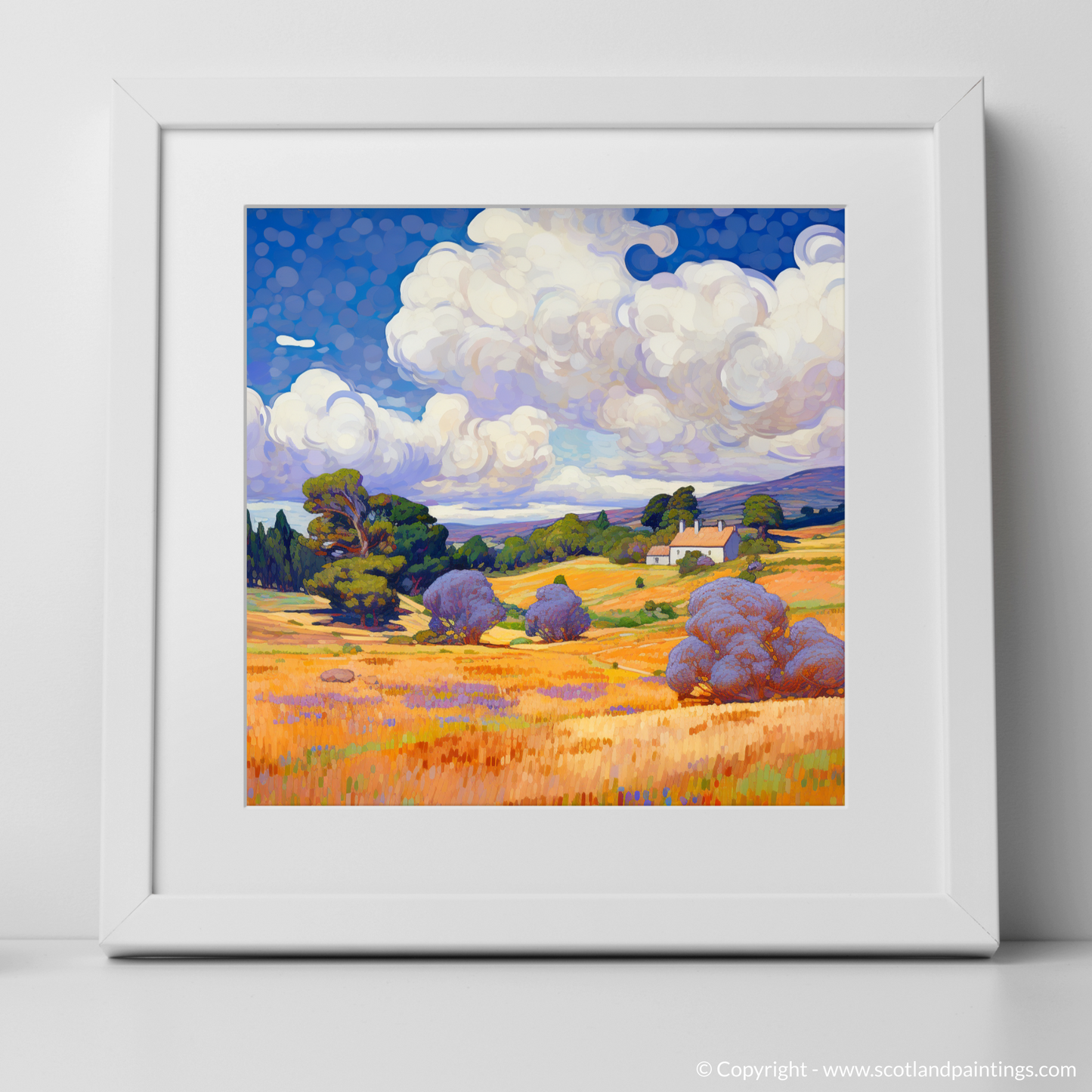 Art Print of Glenlivet, Moray in summer with a white frame