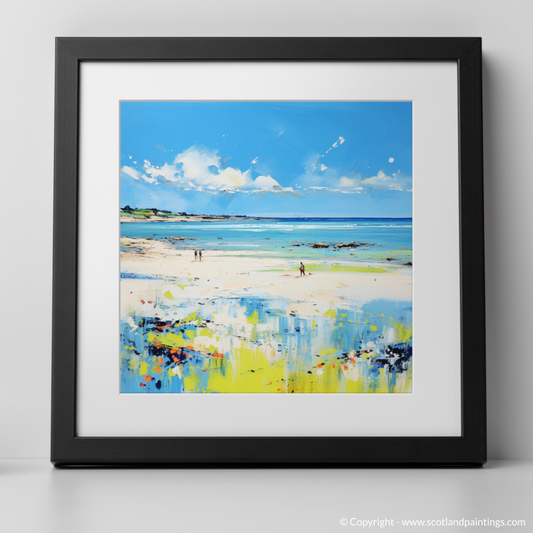 Art Print of Longniddry Beach, East Lothian in summer with a black frame