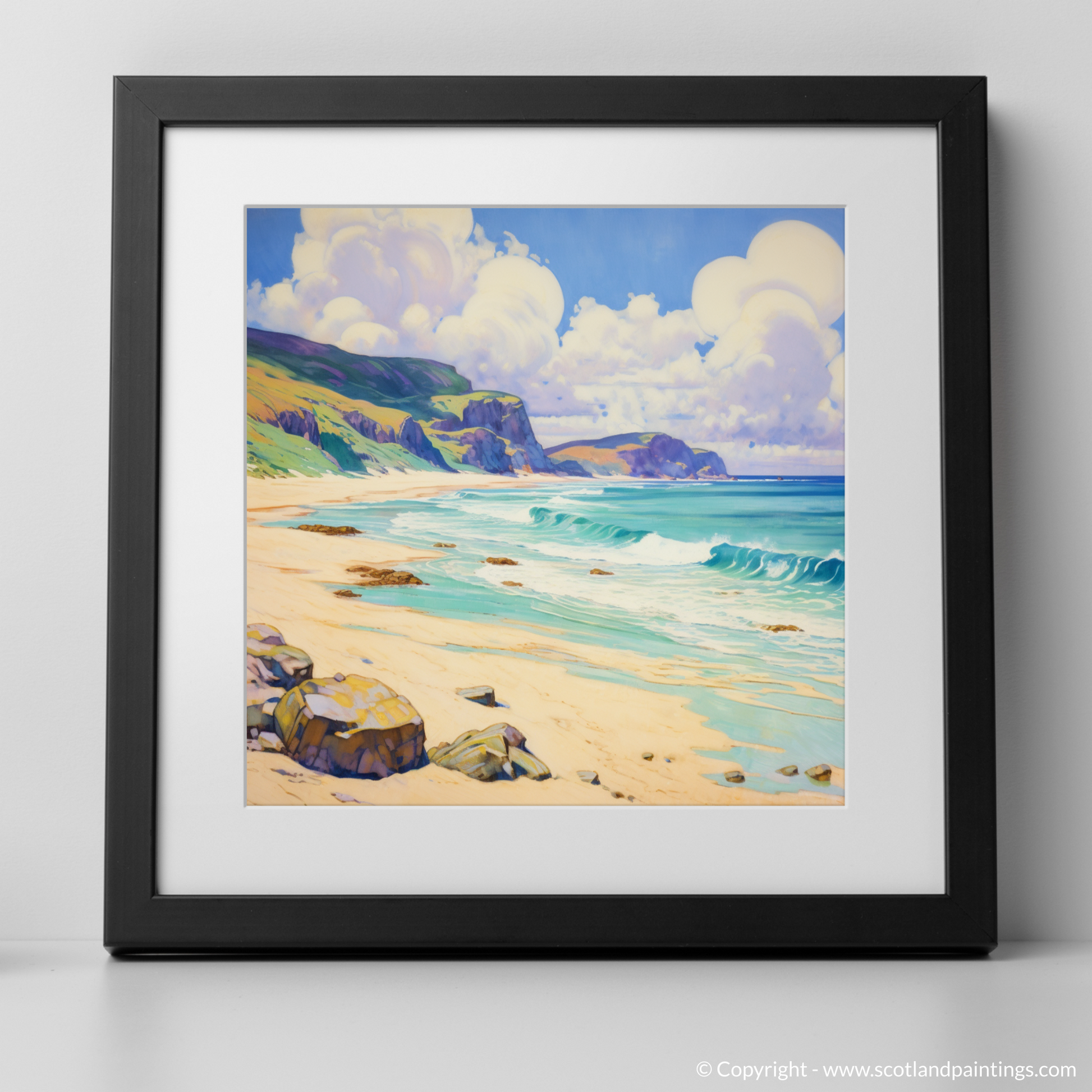 Art Print of Sandwood Bay, Sutherland in summer with a black frame