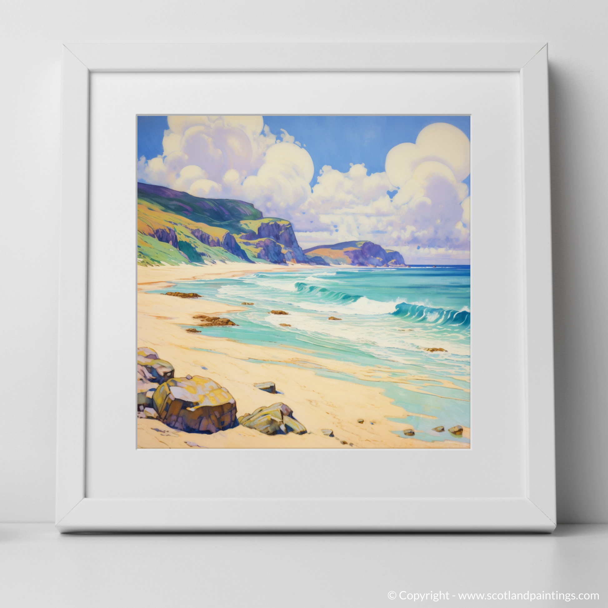 Art Print of Sandwood Bay, Sutherland in summer with a white frame