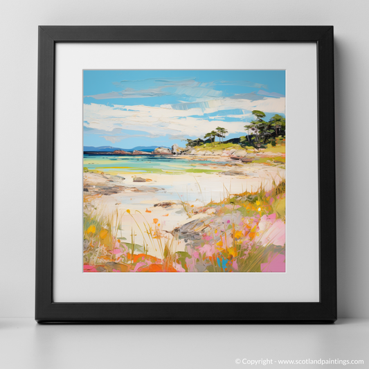 Art Print of Arisaig Beach, Arisaig in summer with a black frame