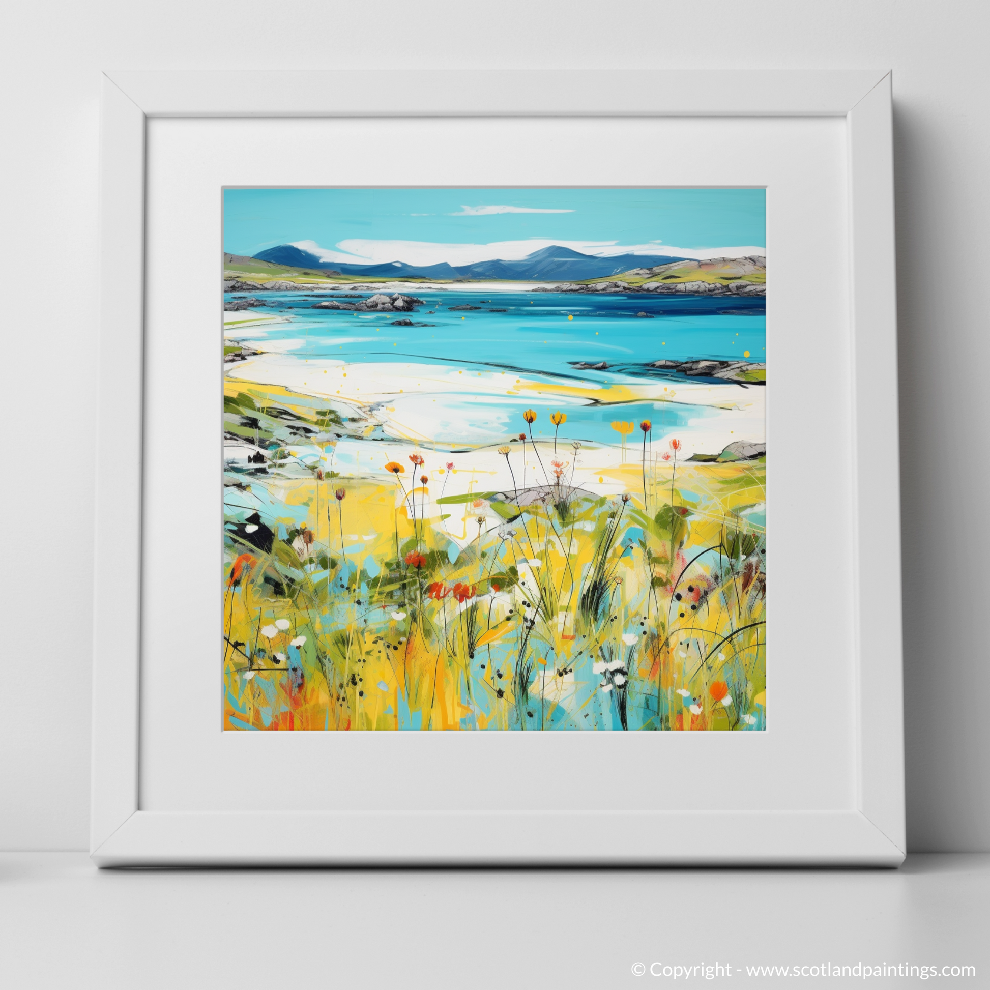 Art Print of Isle of Harris, Outer Hebrides in summer with a white frame