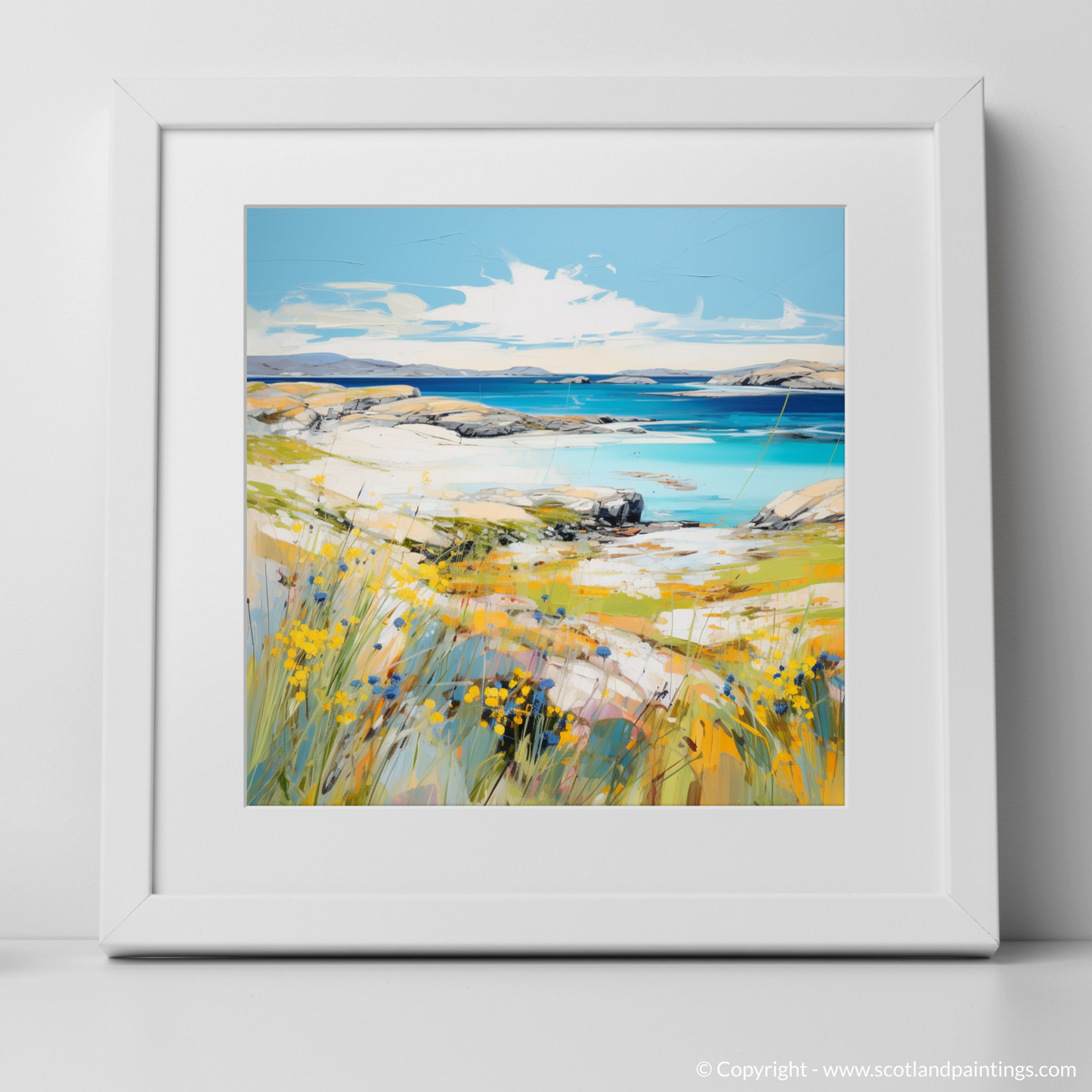 Art Print of Isle of Harris, Outer Hebrides in summer with a white frame