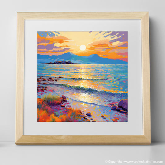 Painting and Art Print of Isle of Arran, Firth of Clyde in summer. Sunset Serenade over Isle of Arran.