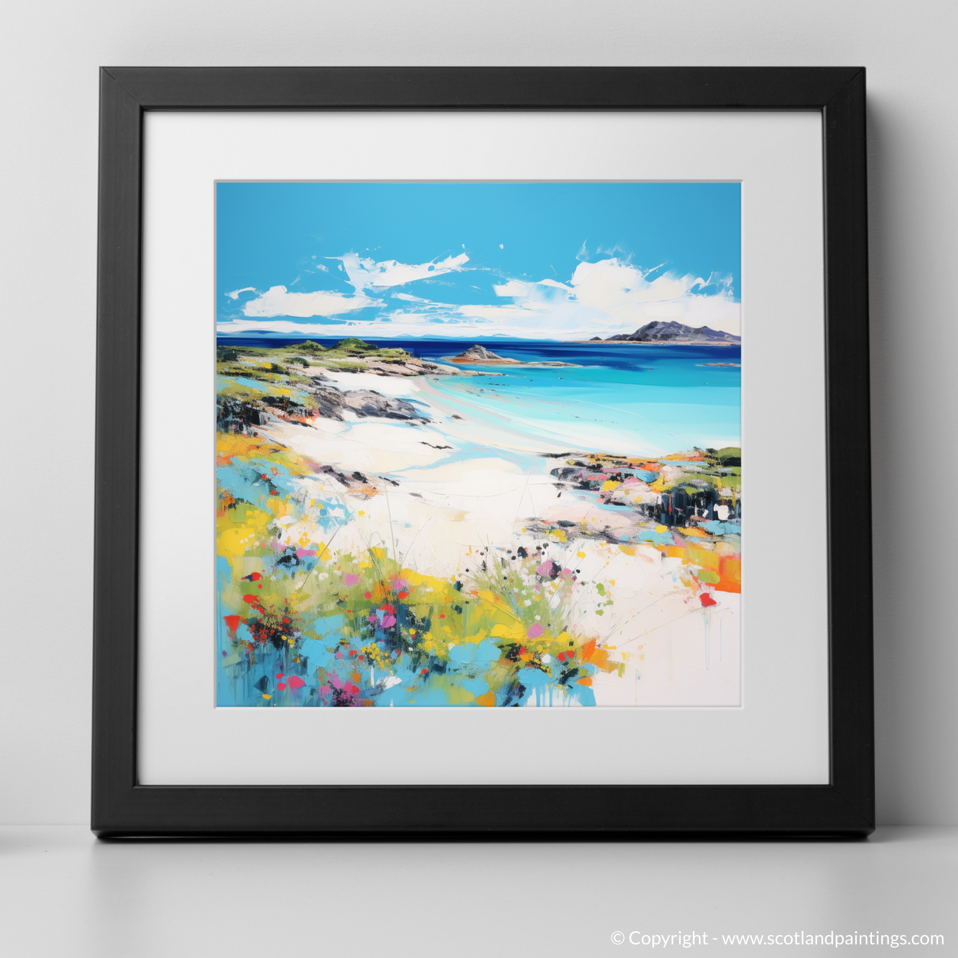 Art Print of Arisaig Beach, Arisaig in summer with a black frame