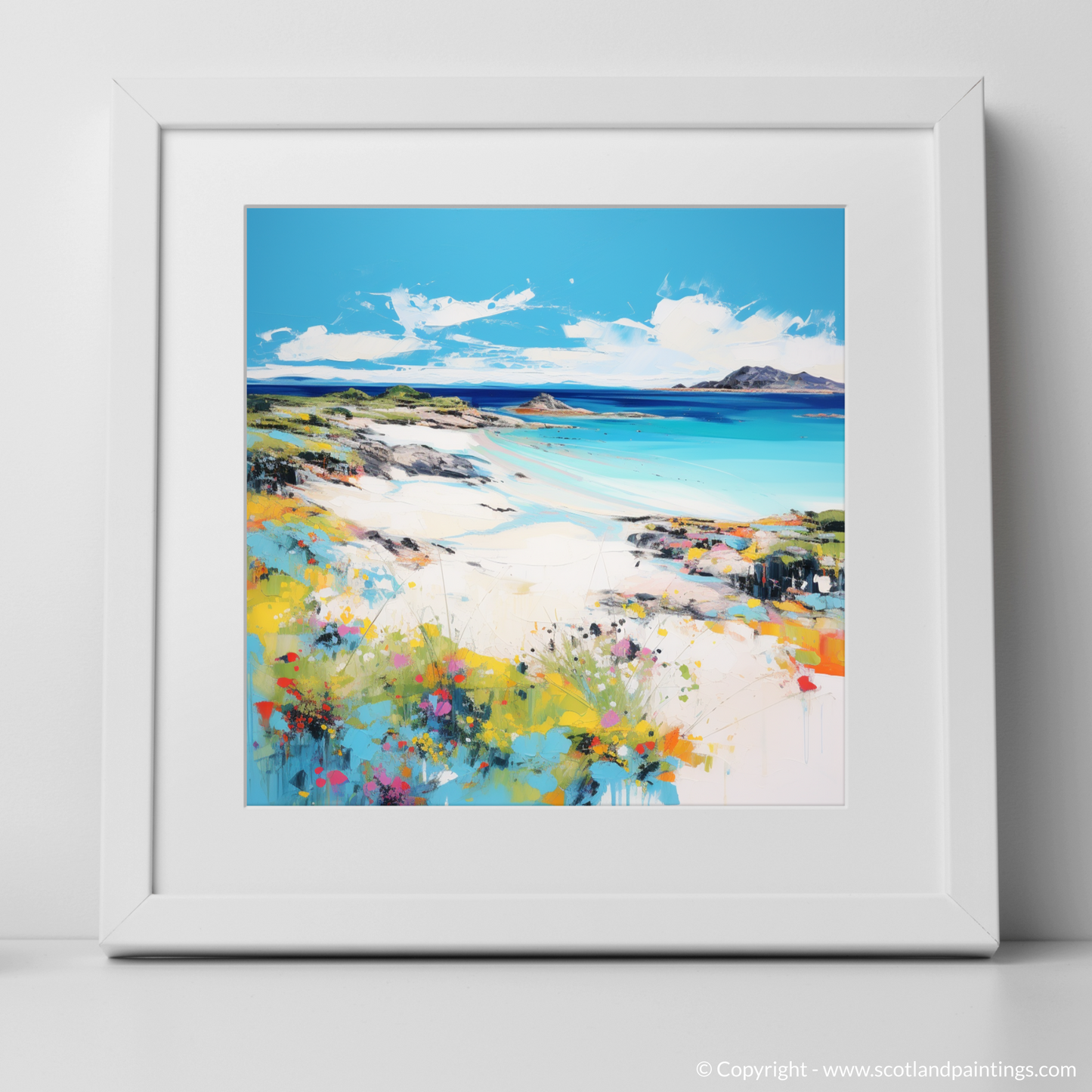 Art Print of Arisaig Beach, Arisaig in summer with a white frame