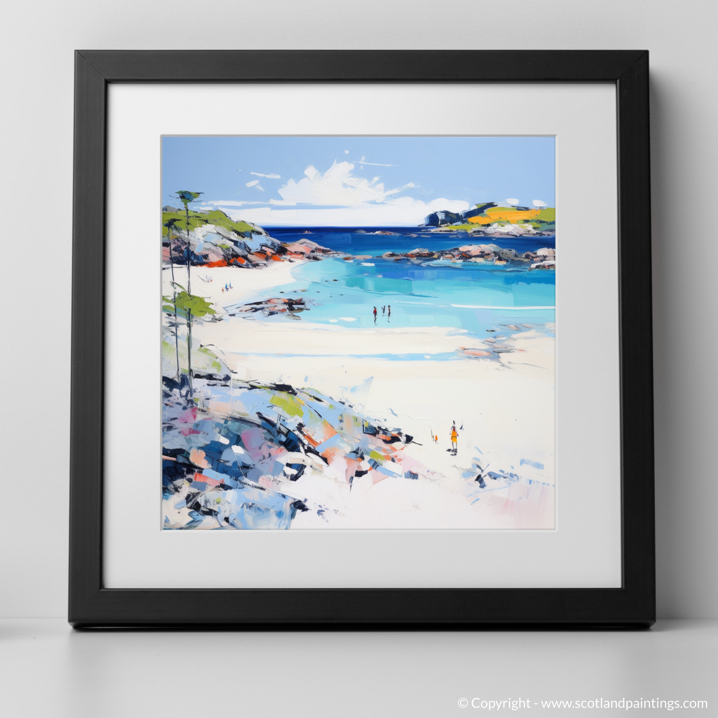 Art Print of Arisaig Beach, Arisaig in summer with a black frame