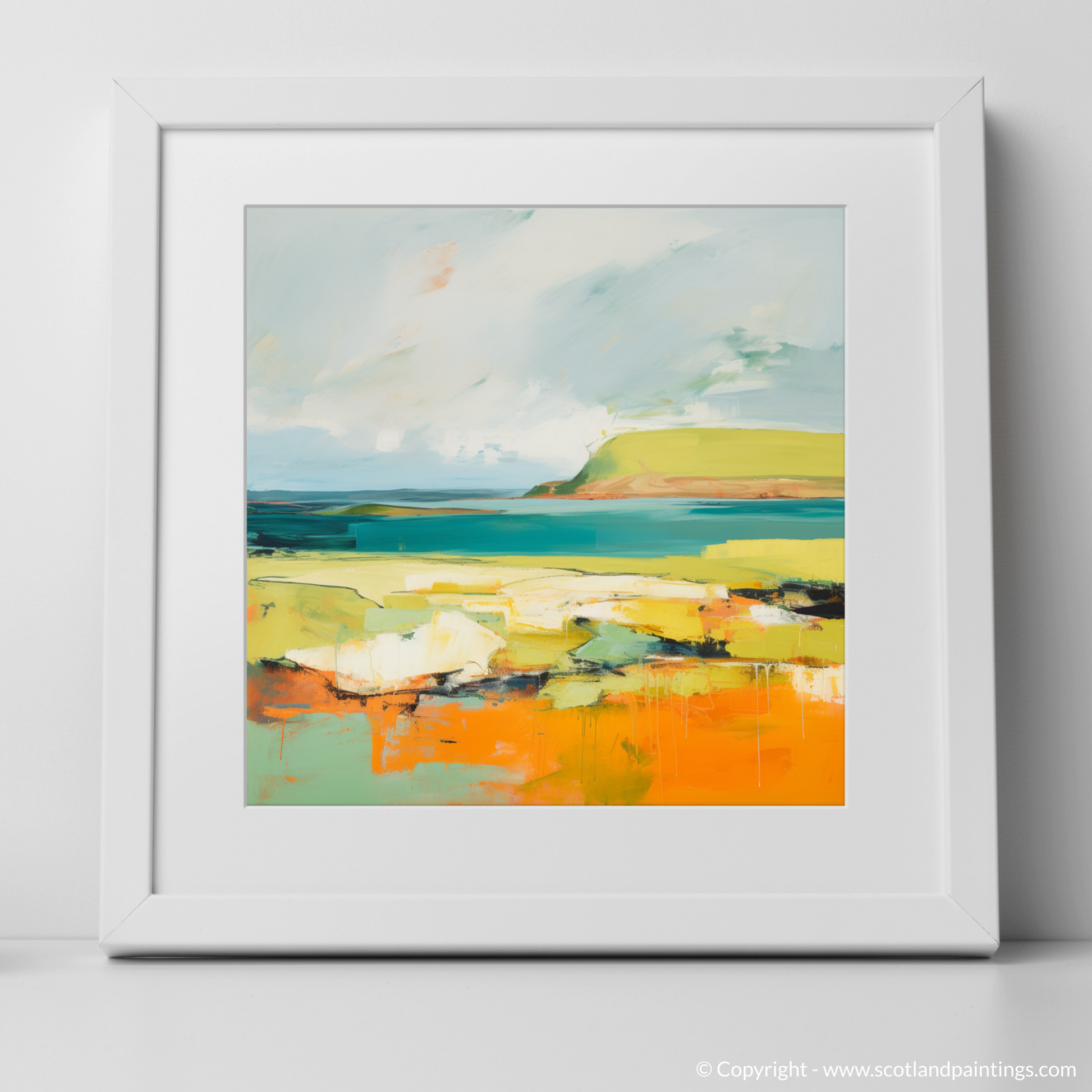 Art Print of Orkney, North of mainland Scotland in summer with a white frame