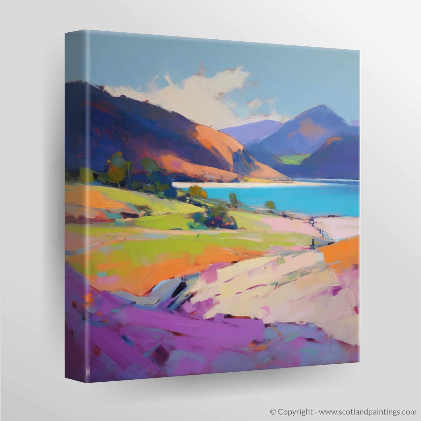 Summer Embrace at Calgary Bay: An Expressionist Ode to Scotland's Vibrant Landscape