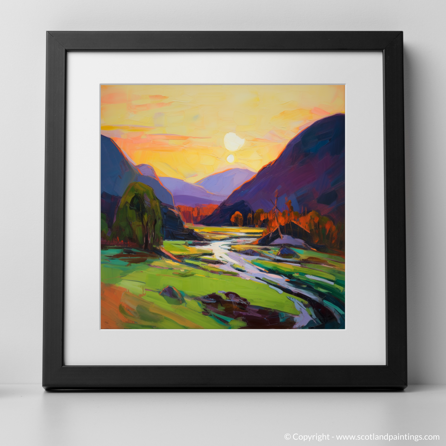 Verdant Glen at Sunset: An Expressionist Ode to Glencoe's Enchantment