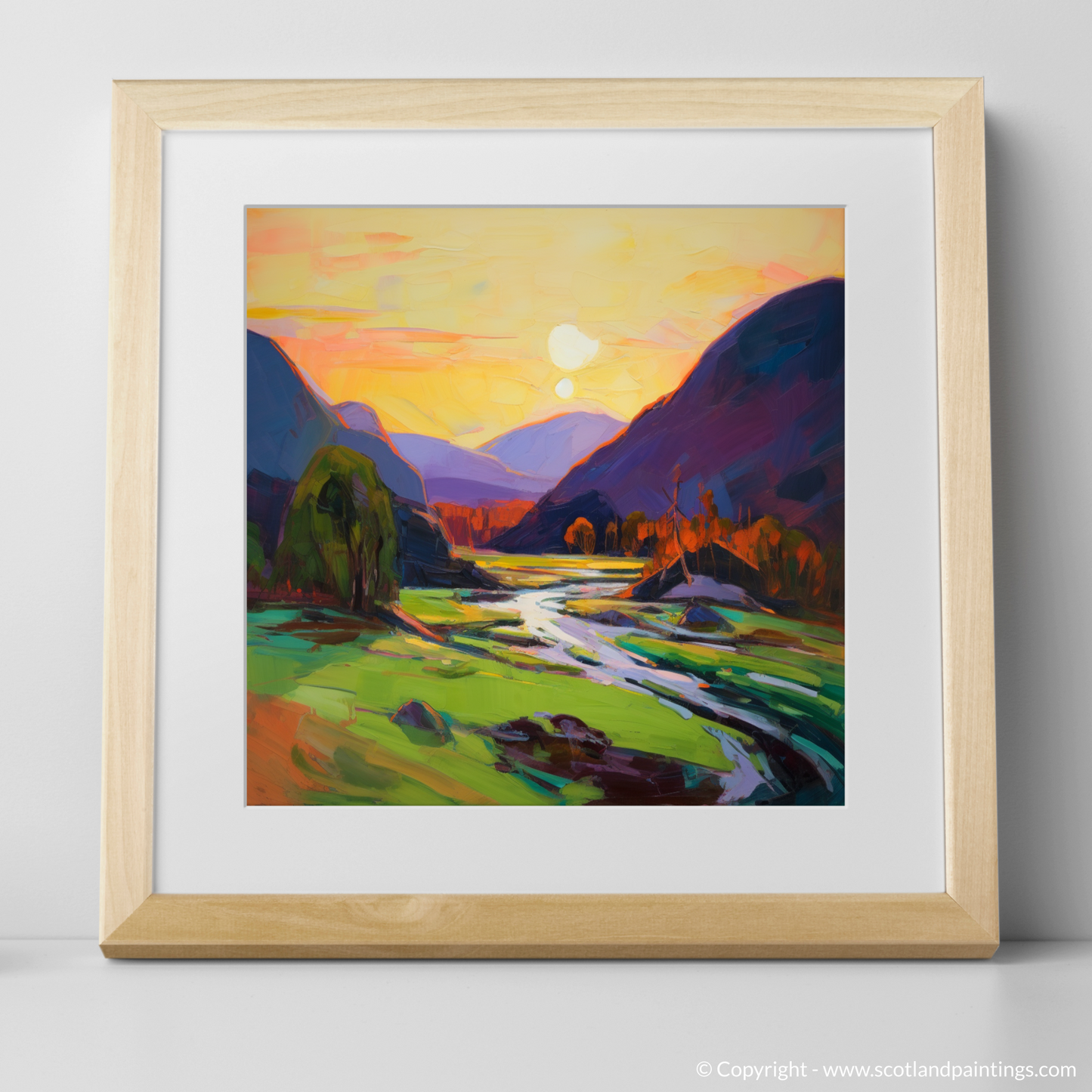 Verdant Glen at Sunset: An Expressionist Ode to Glencoe's Enchantment
