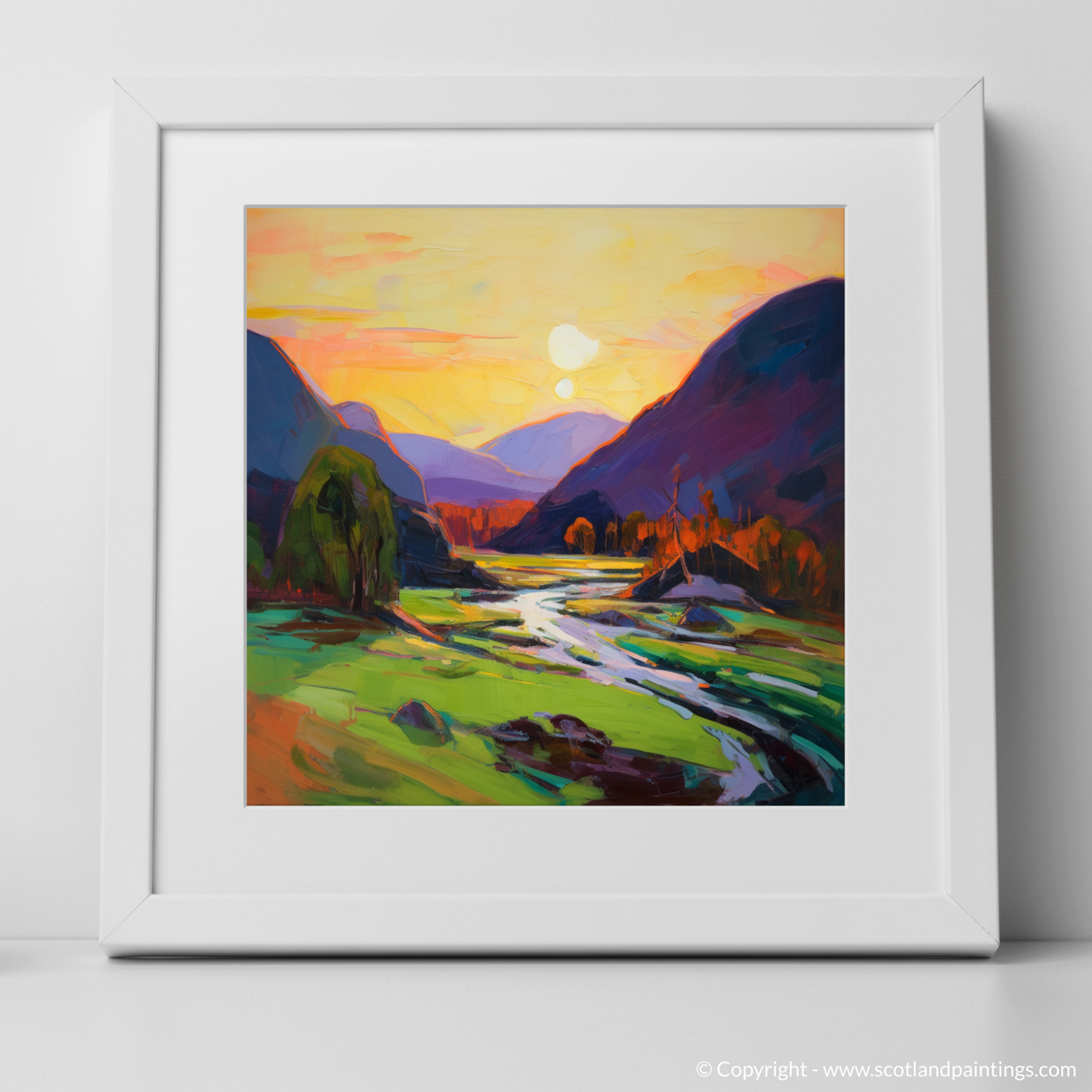 Verdant Glen at Sunset: An Expressionist Ode to Glencoe's Enchantment