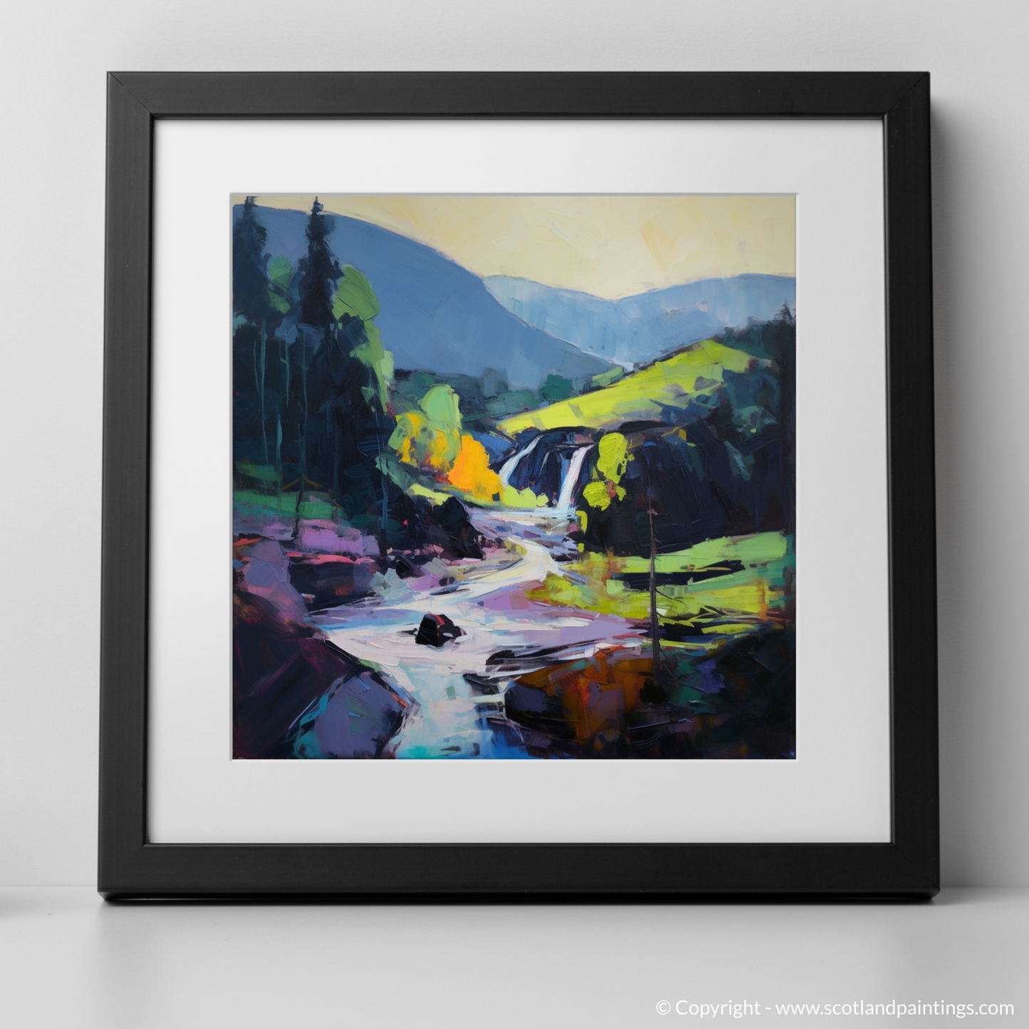 Cascading Majesty: An Expressionist Tribute to Black Spout Waterfall, Pitlochry