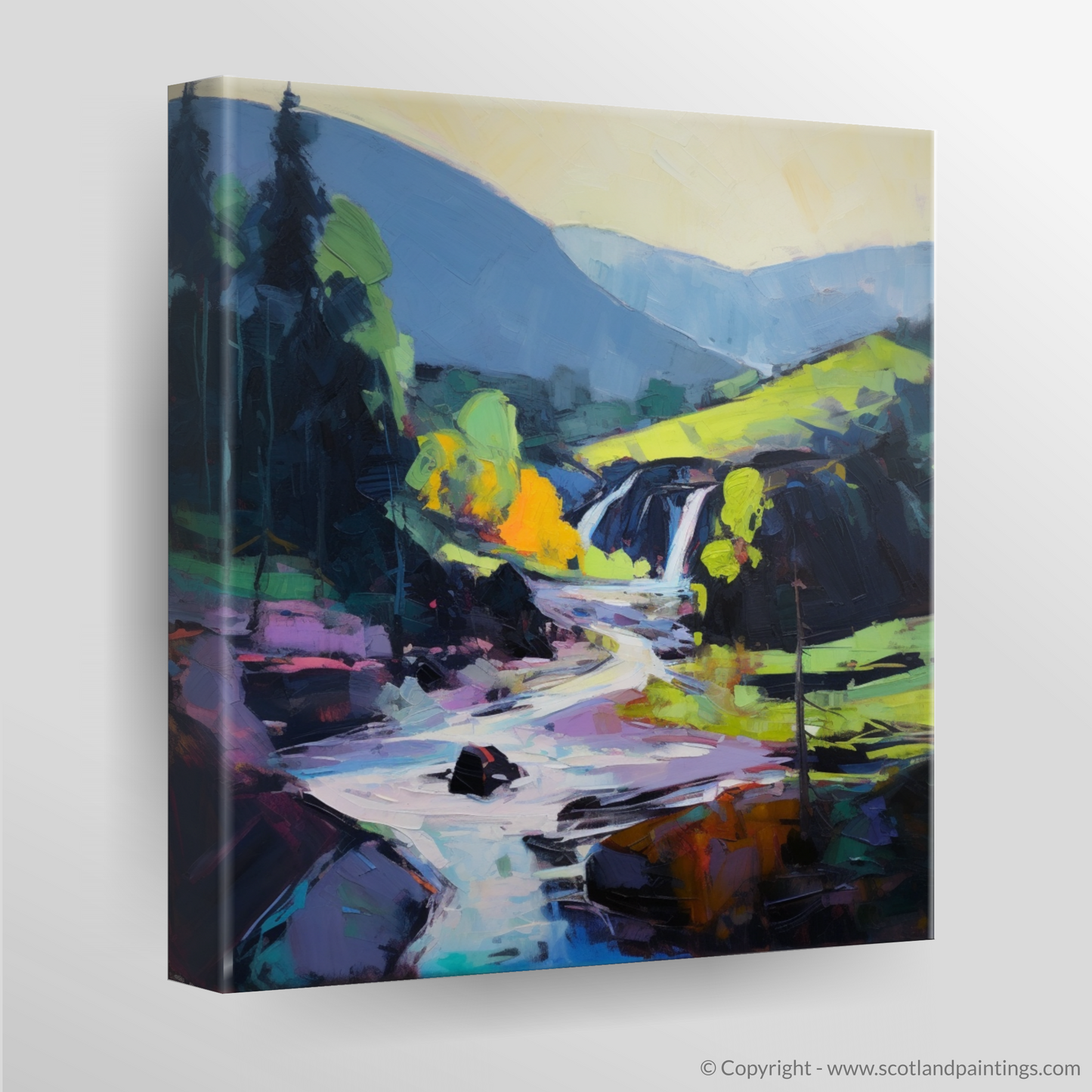 Cascading Majesty: An Expressionist Tribute to Black Spout Waterfall, Pitlochry