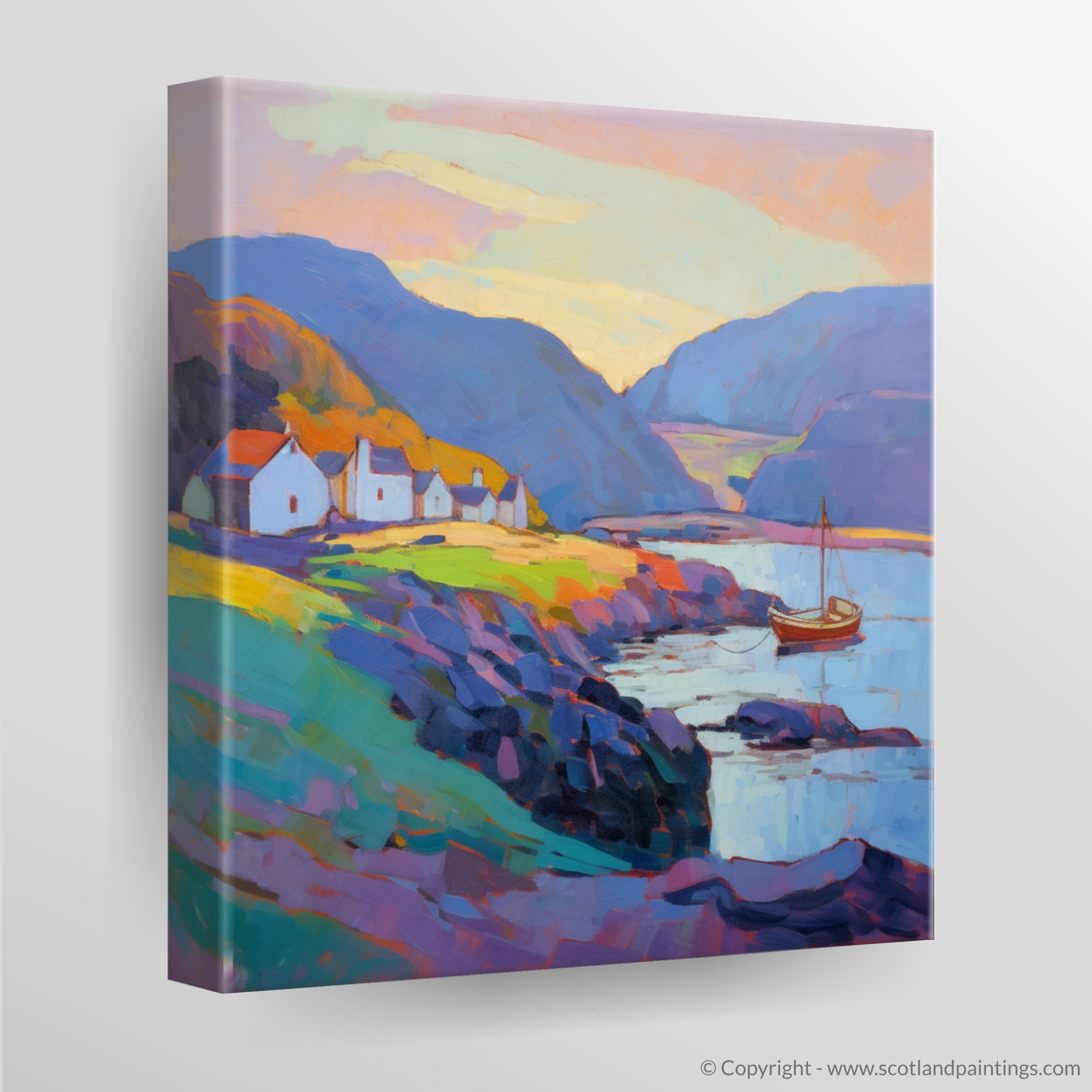 Dusk Glow at Pennan Harbour: An Impressionist Tribute