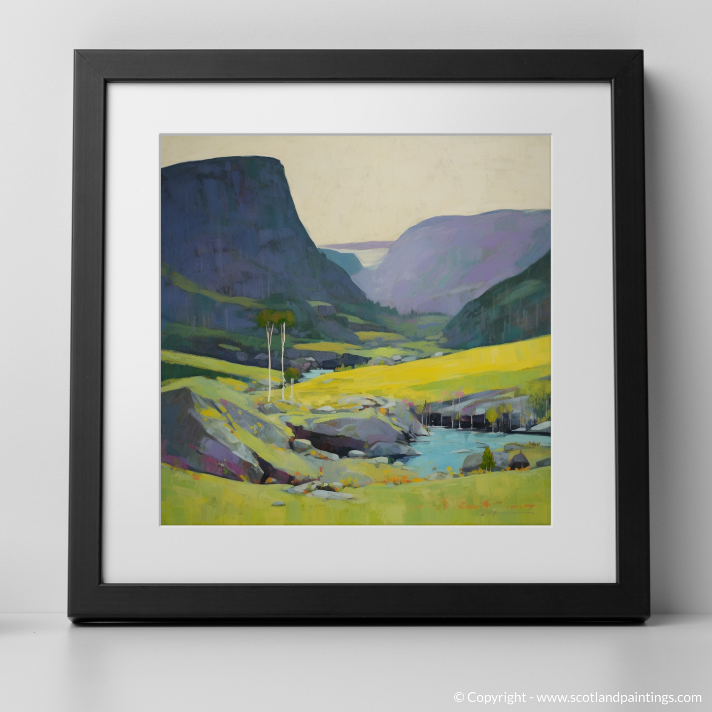 Abstract Elegance of Glencoe: Lady's-mantle and Waterfall Whispers