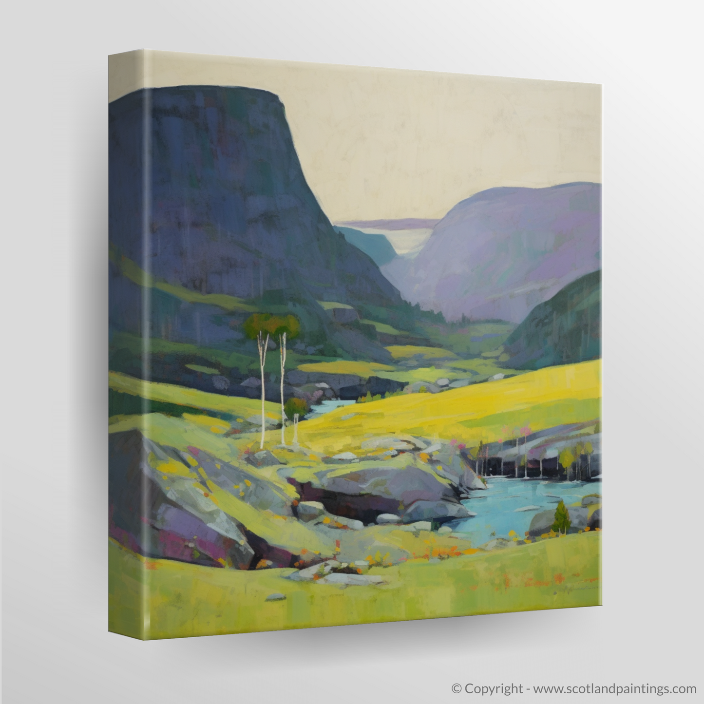 Abstract Elegance of Glencoe: Lady's-mantle and Waterfall Whispers