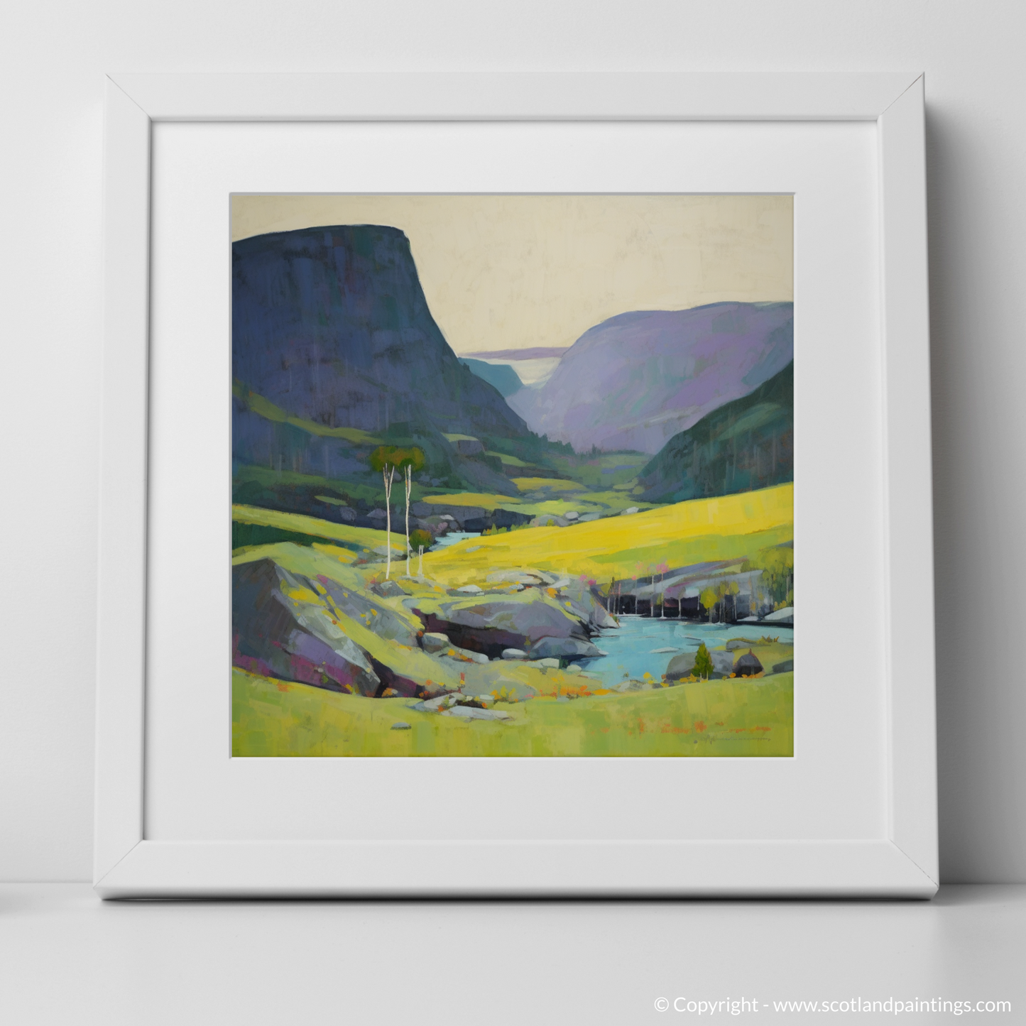 Abstract Elegance of Glencoe: Lady's-mantle and Waterfall Whispers