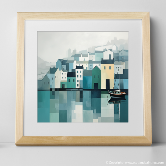 Portree Harbour's Tranquil Reflections in Minimalist Style