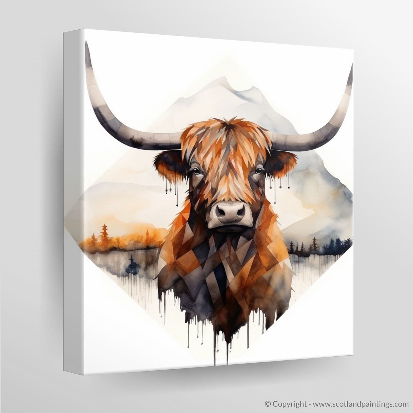 Highland Serenity: A Minimalist Tribute to Scotland's Iconic Cow