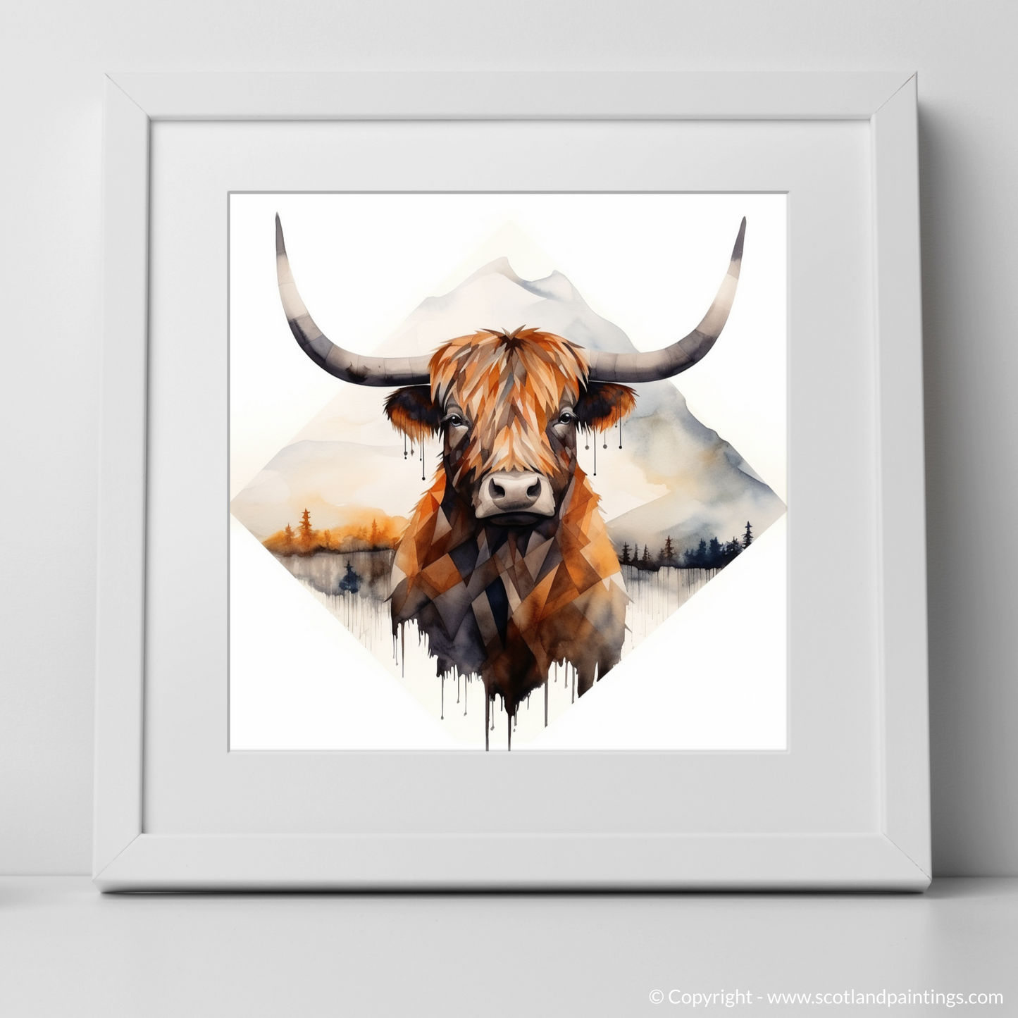 Highland Serenity: A Minimalist Tribute to Scotland's Iconic Cow