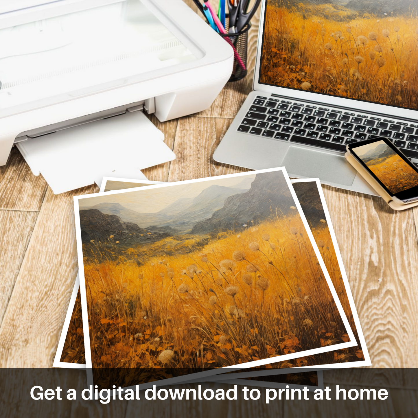 Golden Bracken of Glencoe: A Color Field Journey into the Scottish Highlands