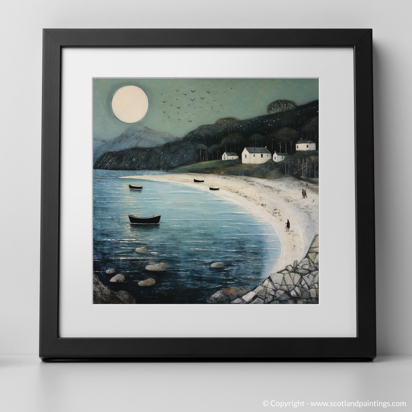 Calgary Bay Serenity: A Naive Art Tribute to Scottish Shores